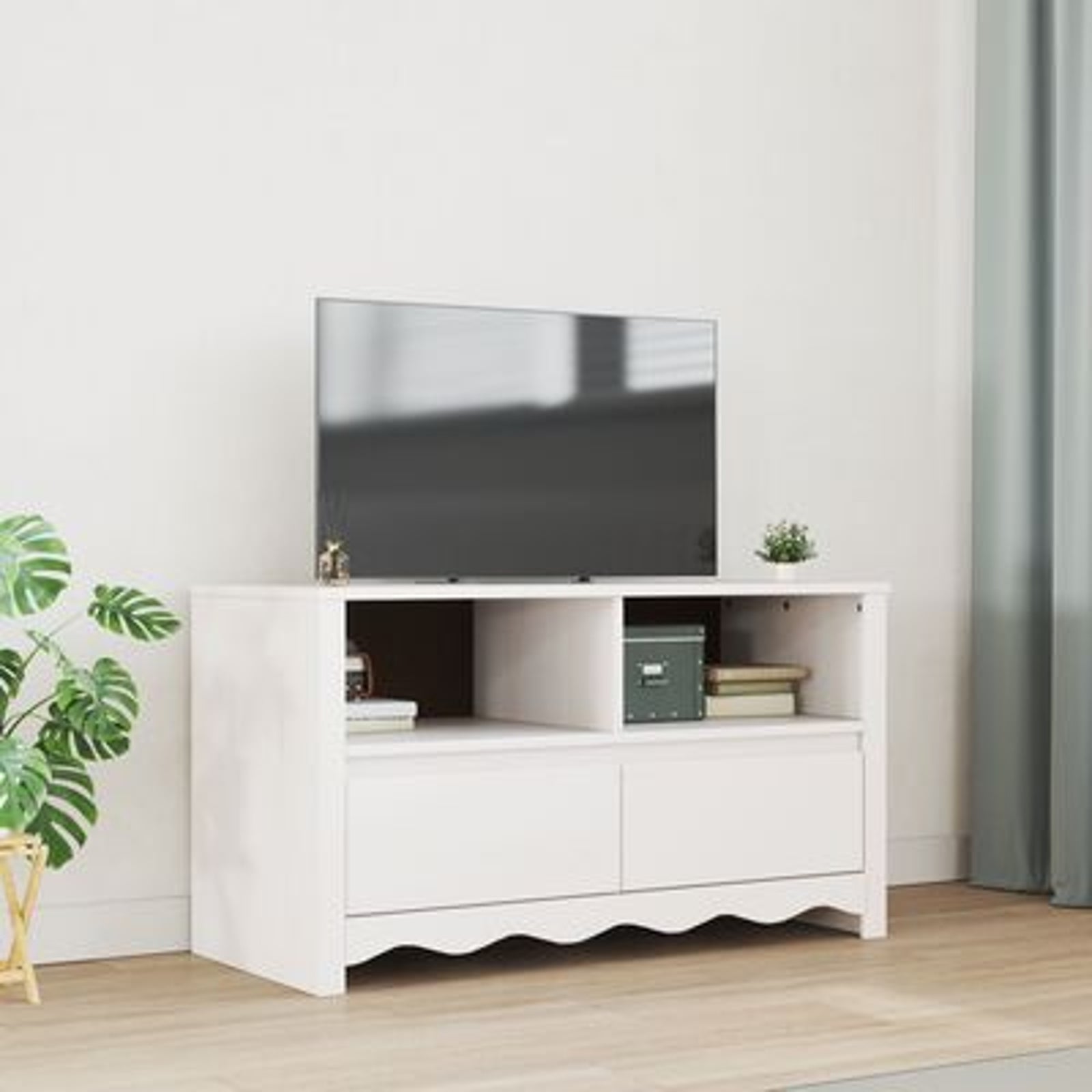 Tv-skab Drammen Hvid 99 x 43 x 55 cm Massivt fyrretræ