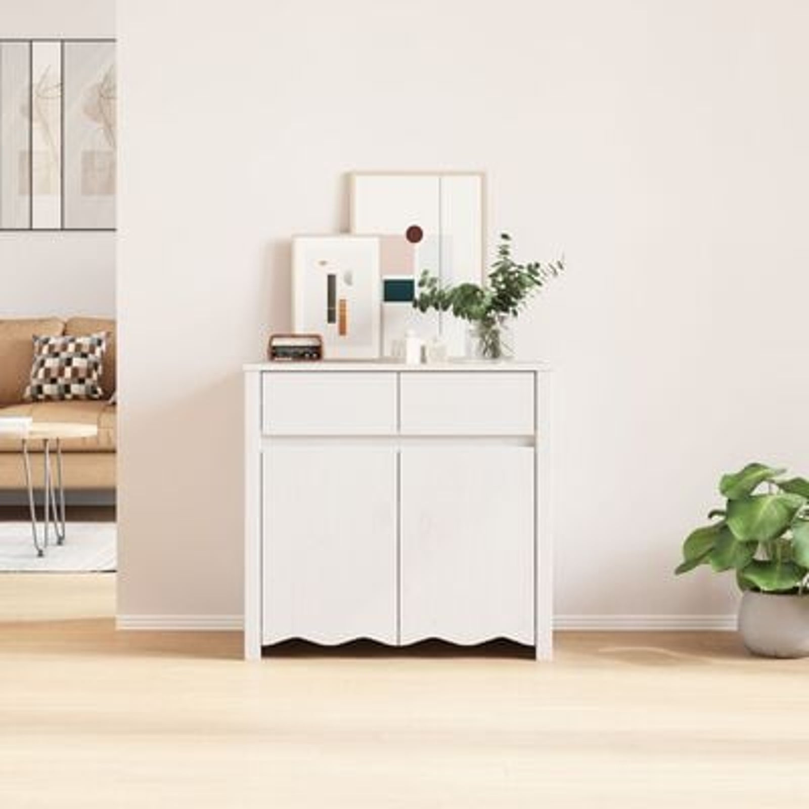 Sideboard Drammen Hvid 79 x 43 x 75.5 cm Massivt fyrretræ