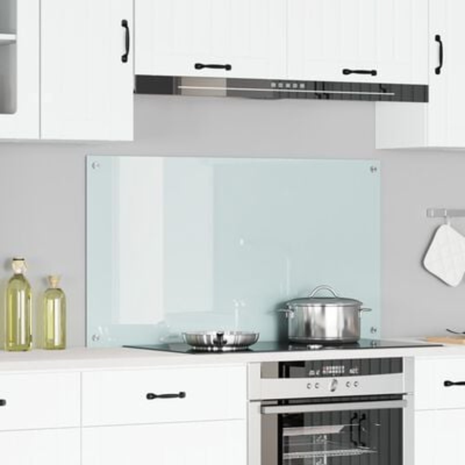 Køkken bagvæg Hvid 110 x 60 x 0.6 cm hærdet glas