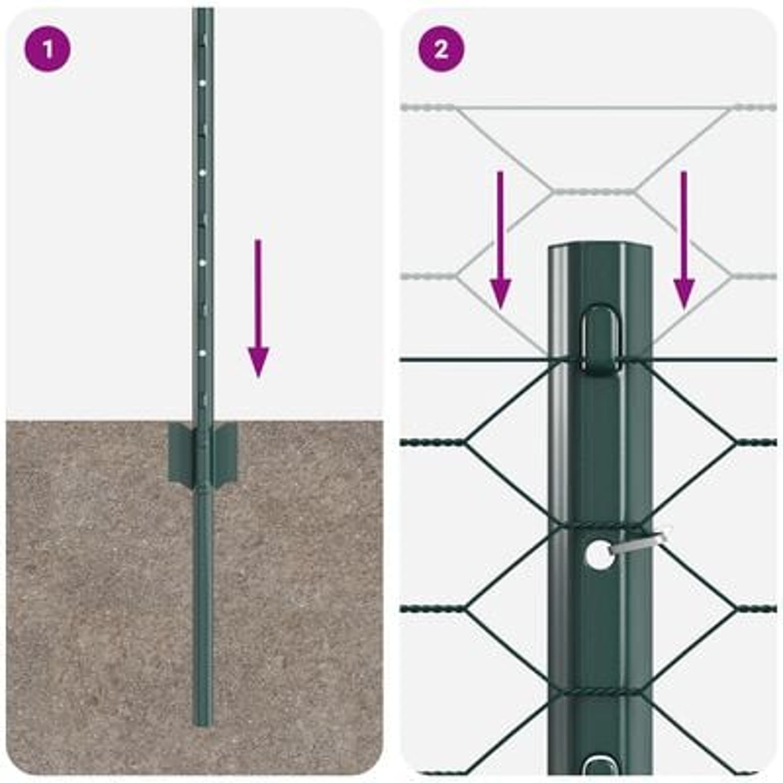 Hegn med post Grøn 0,6 x 10 m Stål og PVC