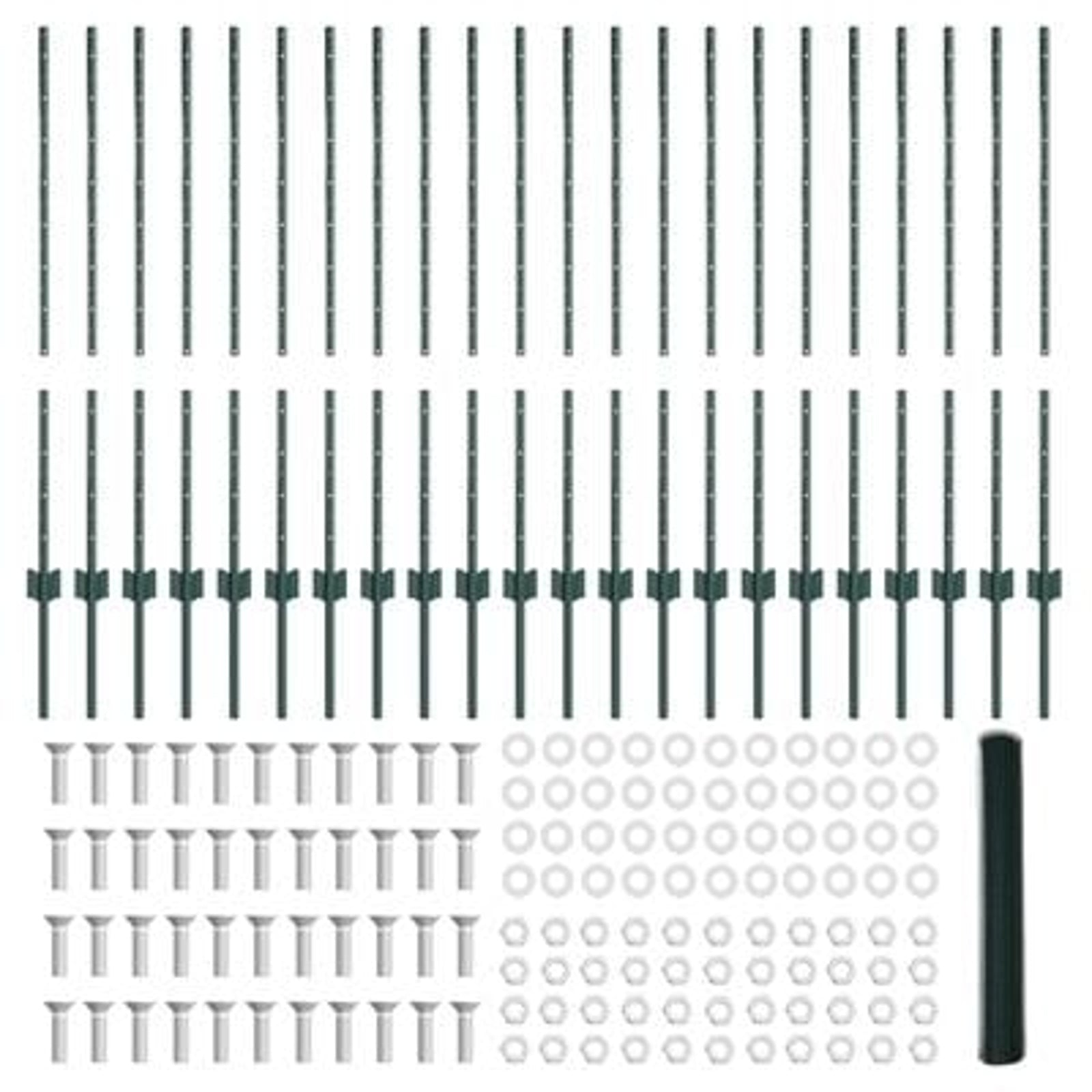 Hegn med post Grøn 1 x 50 m Stål og PVC