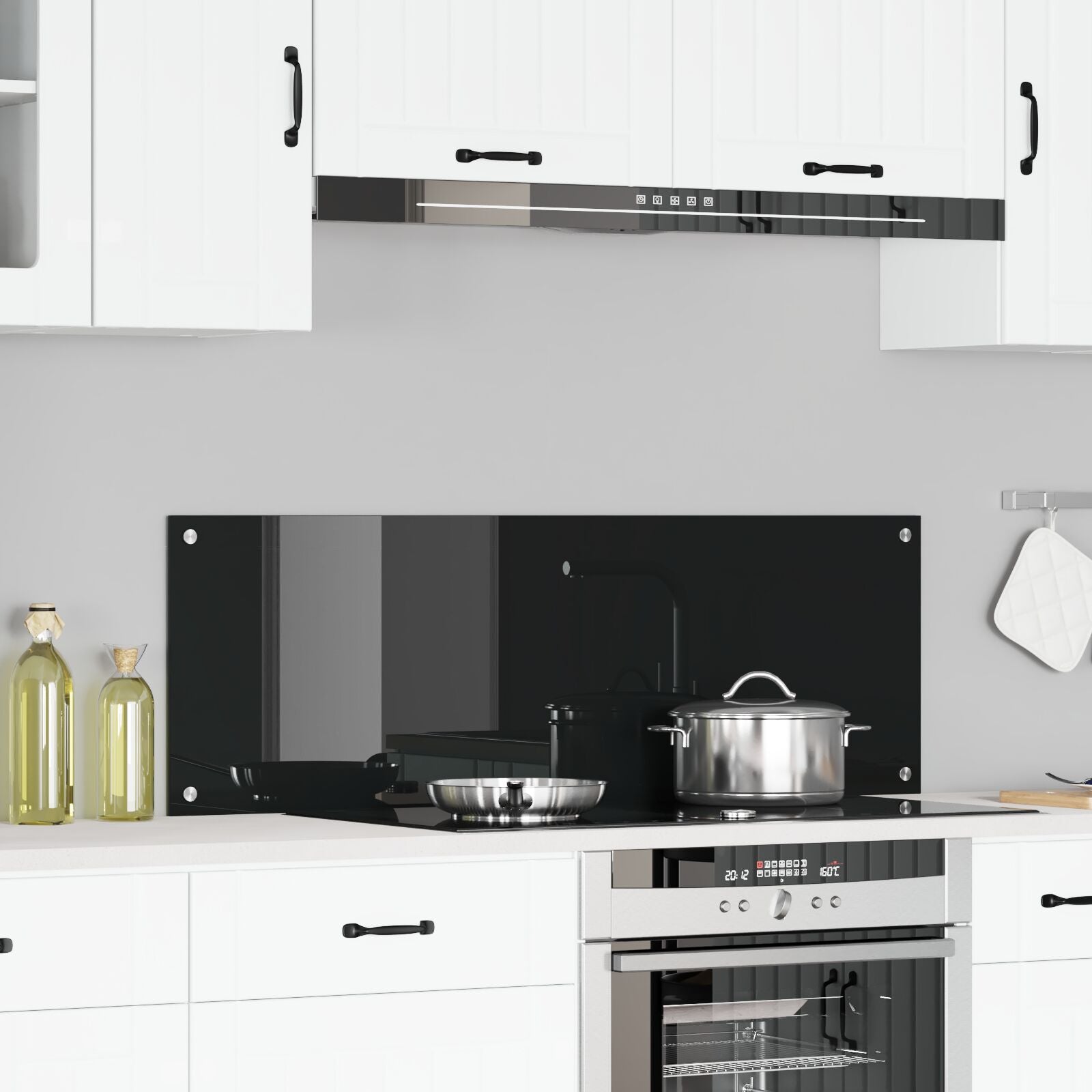 Køkken Backsplash Sort 120x40x0,6 cm Tempereret Glas