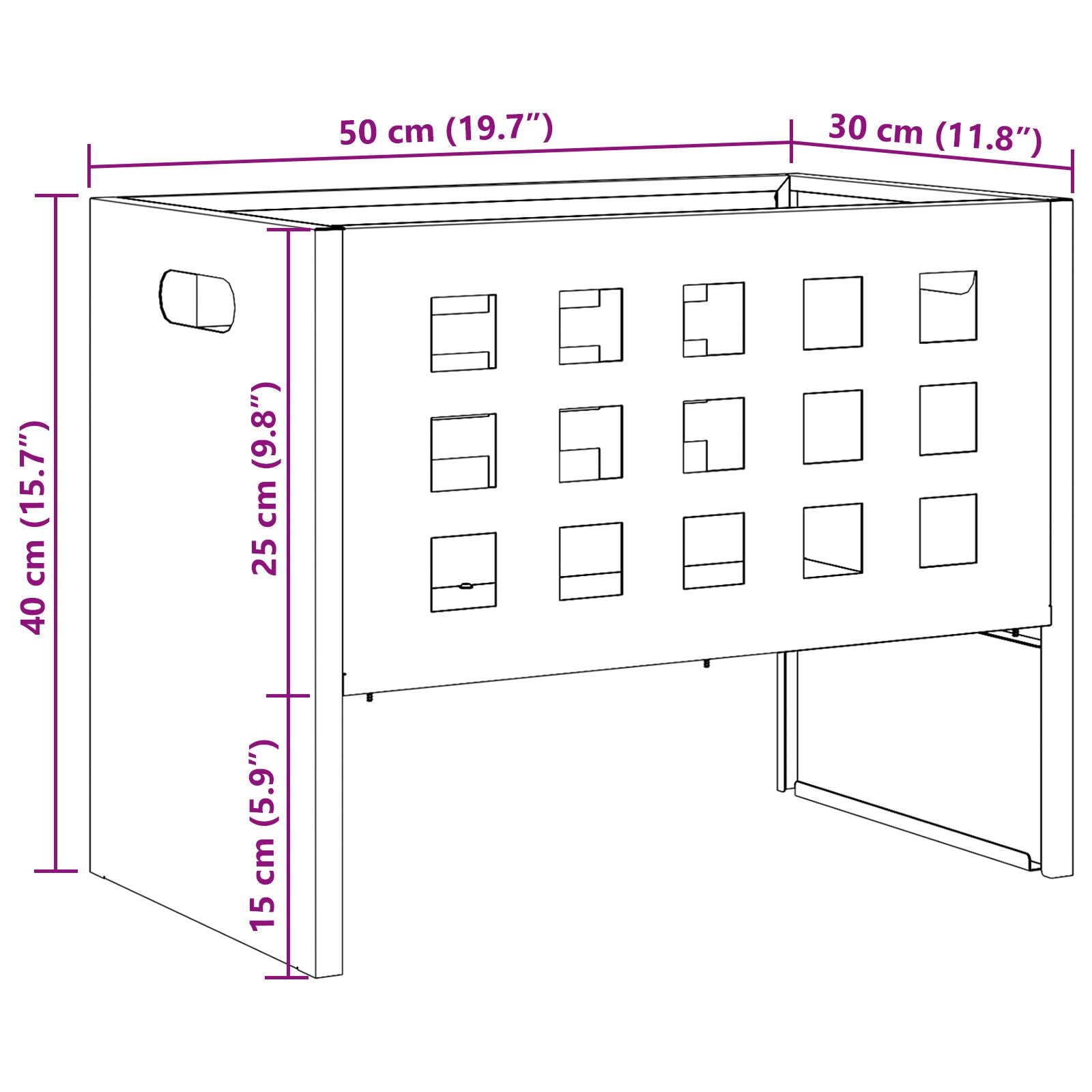 Fyrfadslys Rektangulær Sort 50x30x40 cm Stål