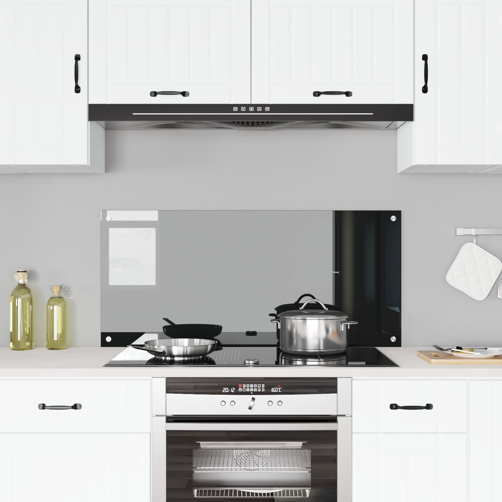 Køkken Backsplash Sort 110x50x0,6 cm Tempereret Glas