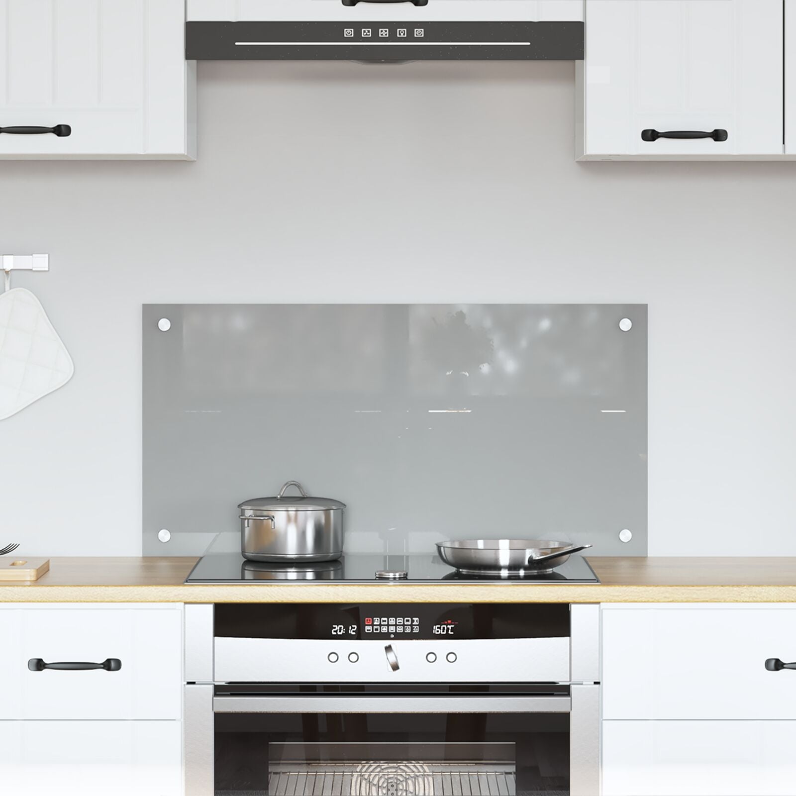 Køkken Backsplash Lysegrå 80x40x0,6 cm Hærdet Glas