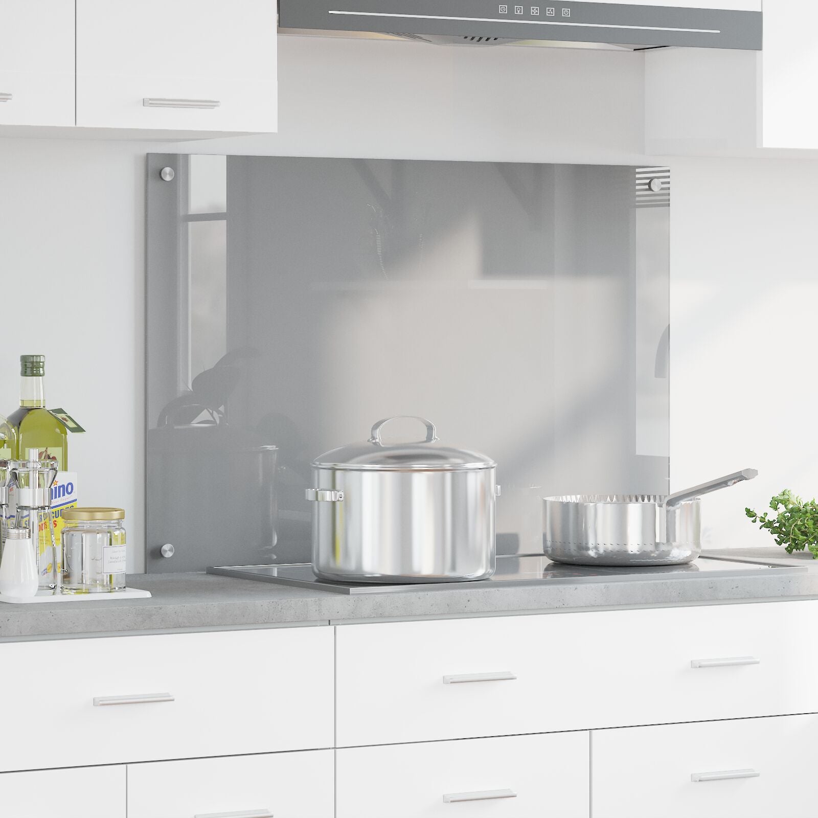 Køkken Backsplash Lysegrå 90x60x0,6 cm Hærdet Glas