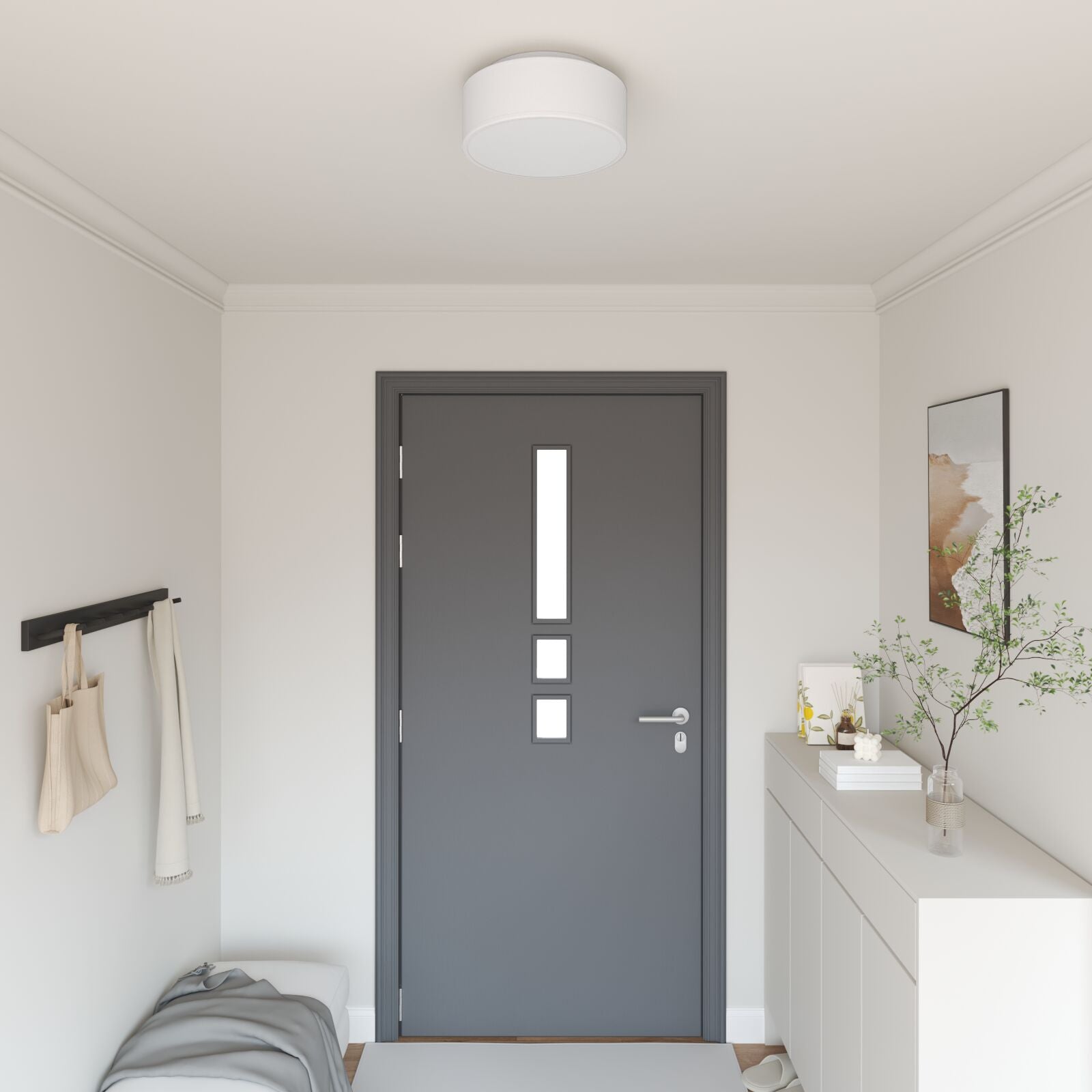 Loftlys Flush Mount Hvid Ø 30 cm Stof E27