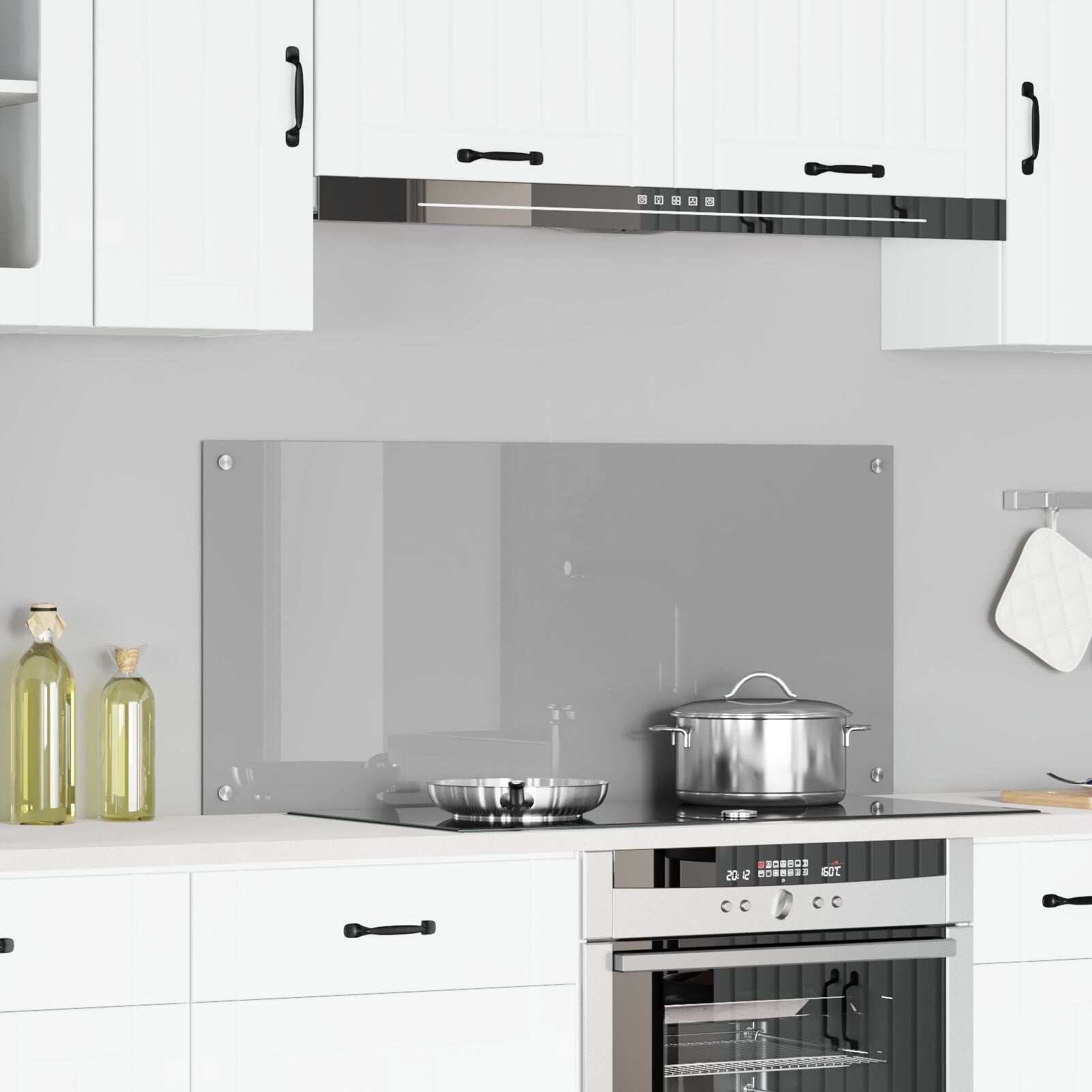 Køkken Splashback Lys Grå 110x50x0,6 cm Tempereret Glas