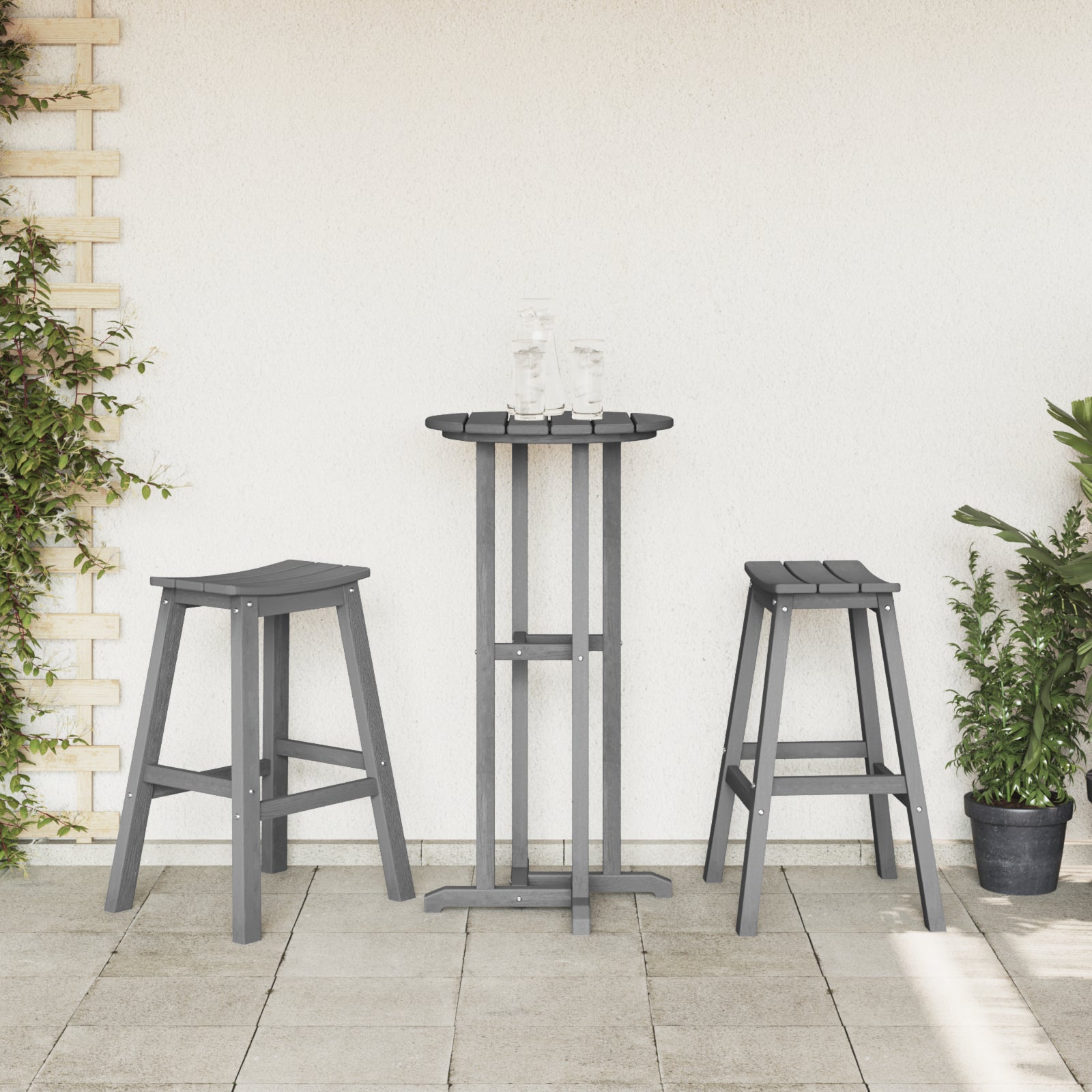 Barbænk 2 pcs Lysegrå 52 x 43 x 73.5cm Plastik