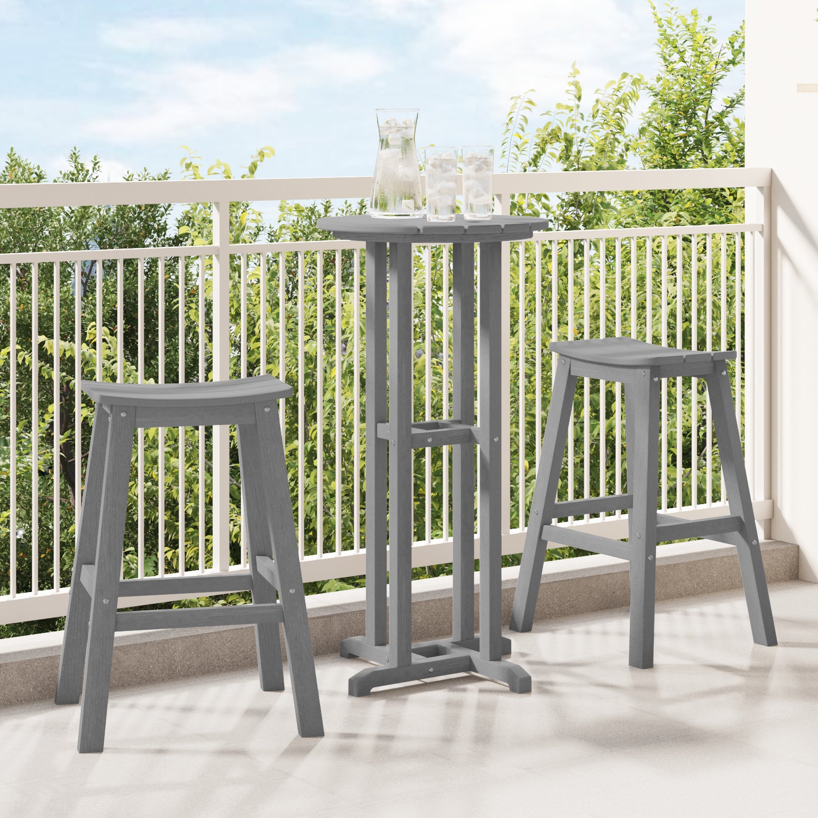 Barbænk 2 pcs Lysegrå 52 x 43 x 73.5cm Plastik