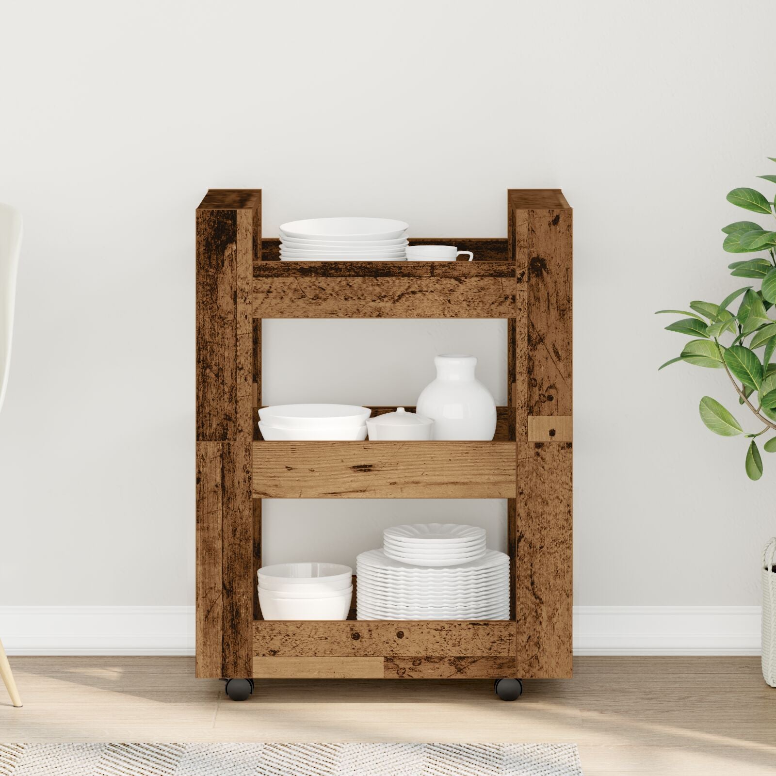 Køkkenvogn Gammelt Træ 60x45x80 cm Konstrueret Træ