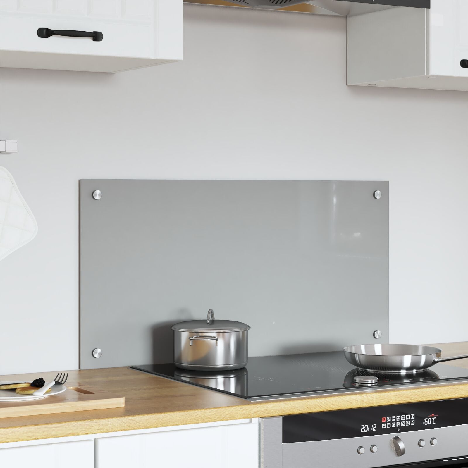 Køkken Backsplash Lysegrå 80x40x0,6 cm Hærdet Glas