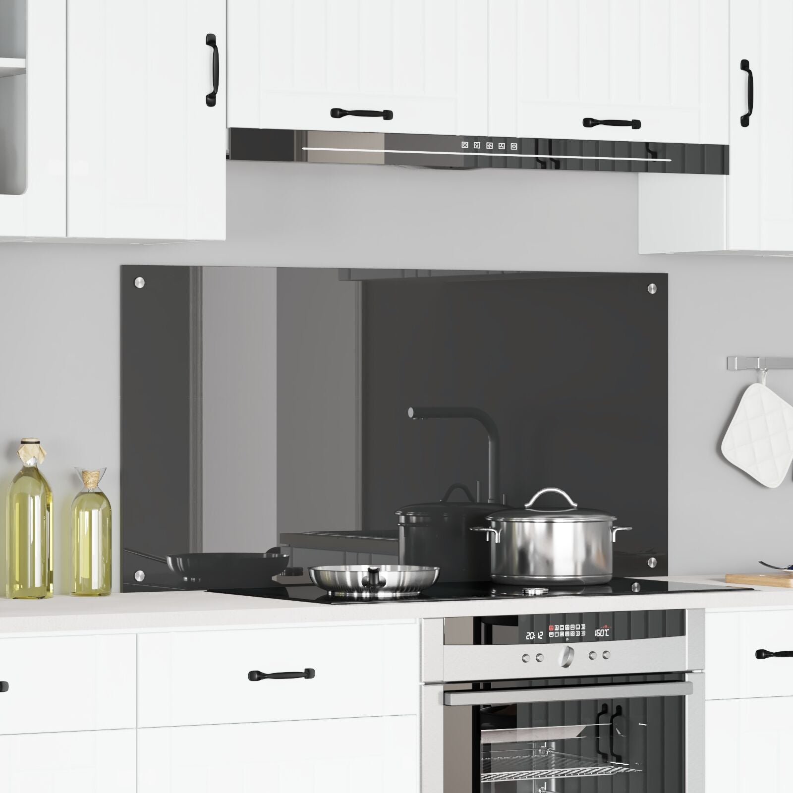 Køkken Backsplash Mørkegrå 120x60x0,6 cm Hærdet Glas