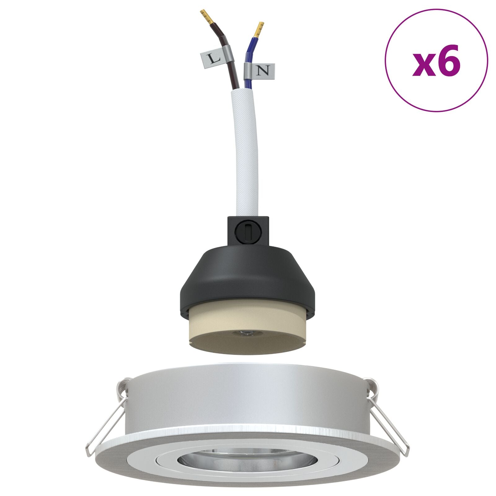 Indbyggede spotlights 6 stk Runde GU10 Sølv Ø91 mm