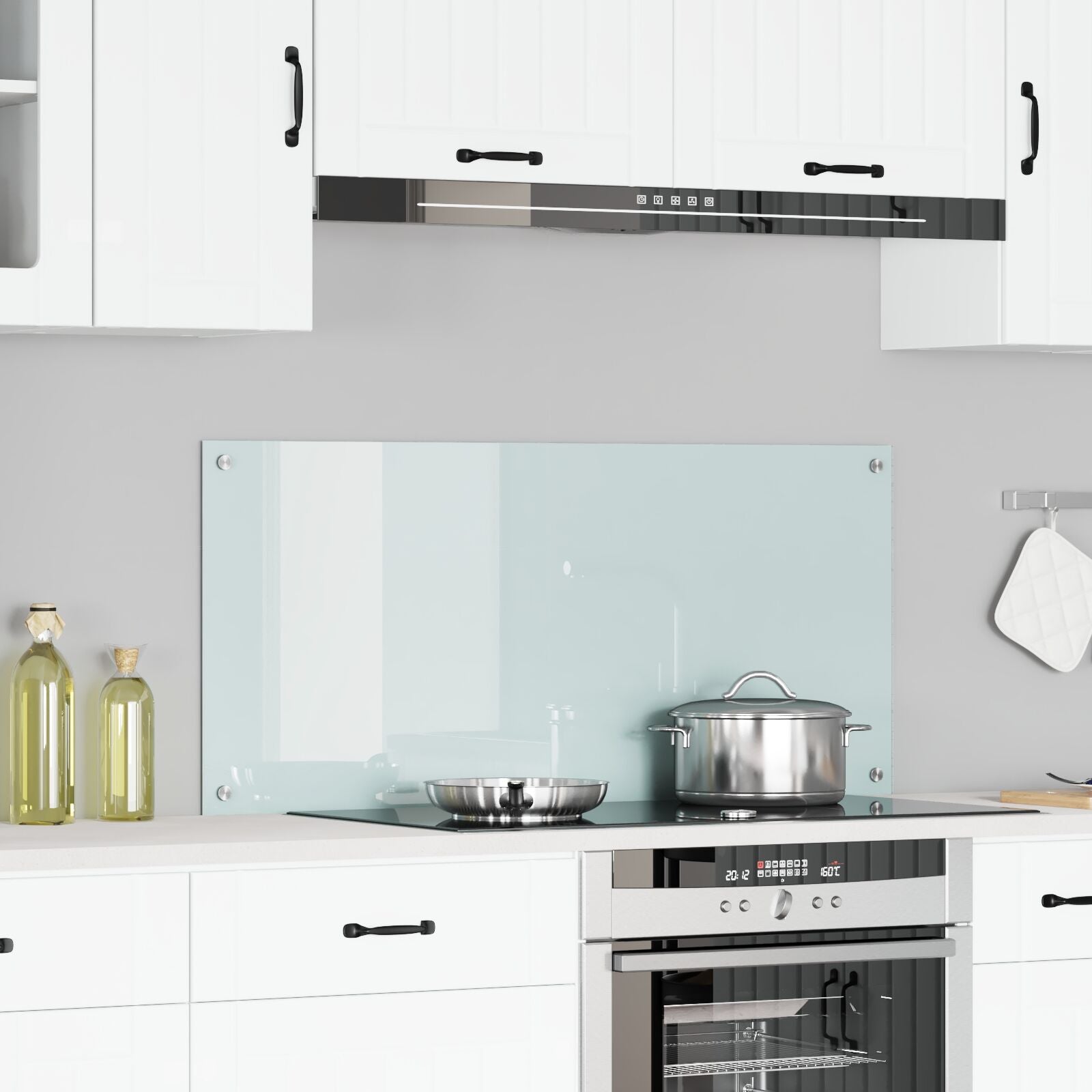 Køkken Backsplash Hvid 110x50x0,6 cm Tempereret Glas