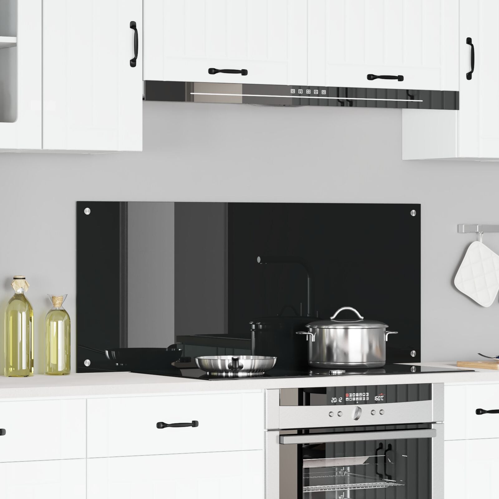 Køkken Backsplash Sort 120x50x0.6 cm Tempereret Glas
