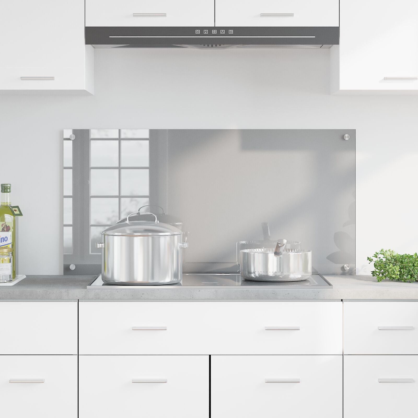Køkken Backsplash Lys Grå 100x50x0,6 cm Hærdet Glas