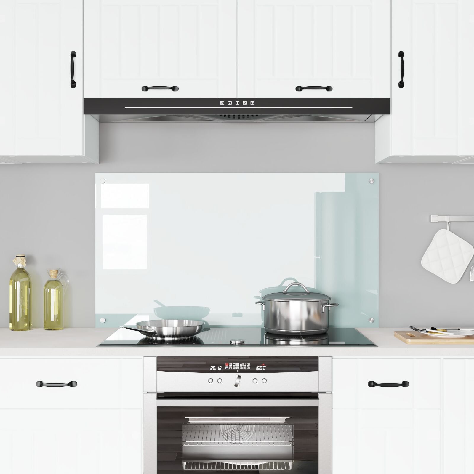 Køkken Backsplash Hvid 110x60x0,6 cm Hærdet Glas