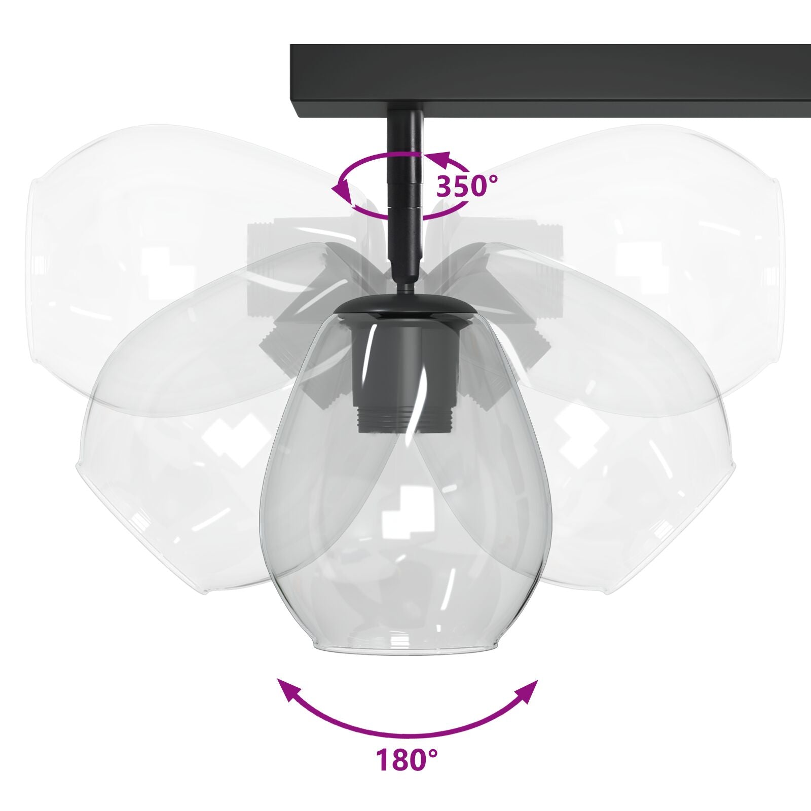 Loftlamper med justerbar glasskærm Anthracite E27