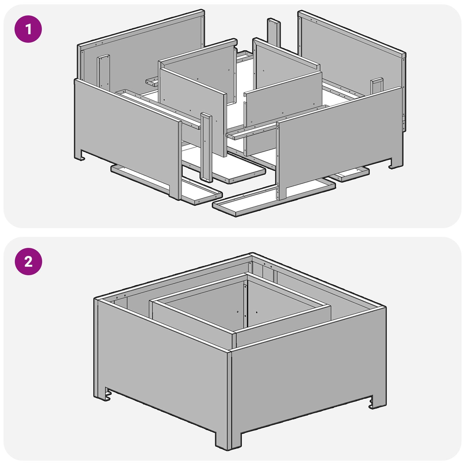 Fyrsted rektangulær Sort 60x60x30 cm Stål
