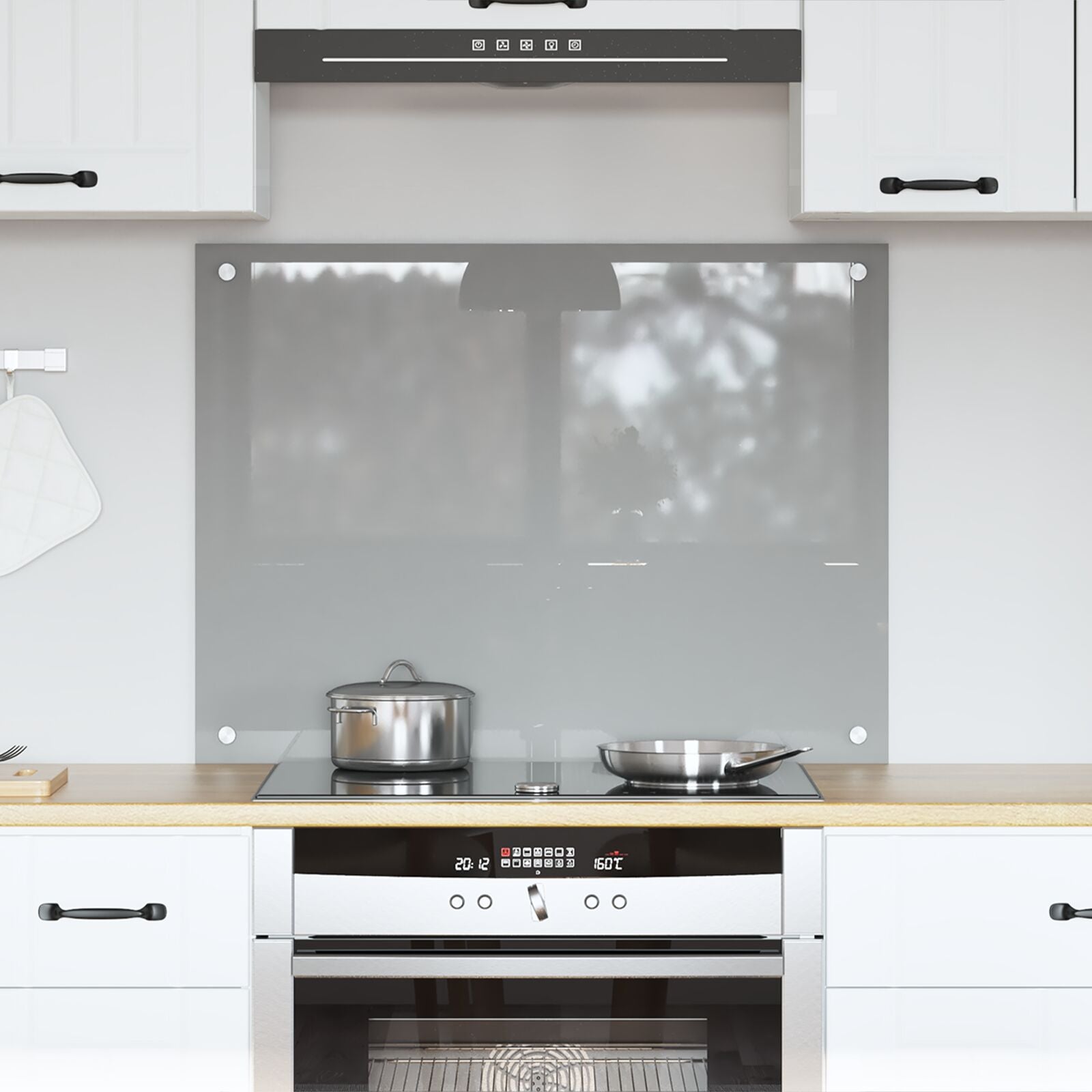 Køkken Backsplash Lysegrå 80x60x0,6 cm Hærdet Glas