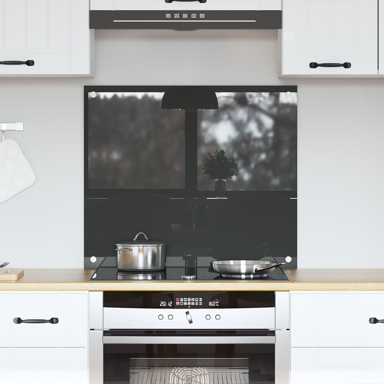 Køkken Backsplash Mørkegrå 70x60x0,6 cm Hærdet Glas
