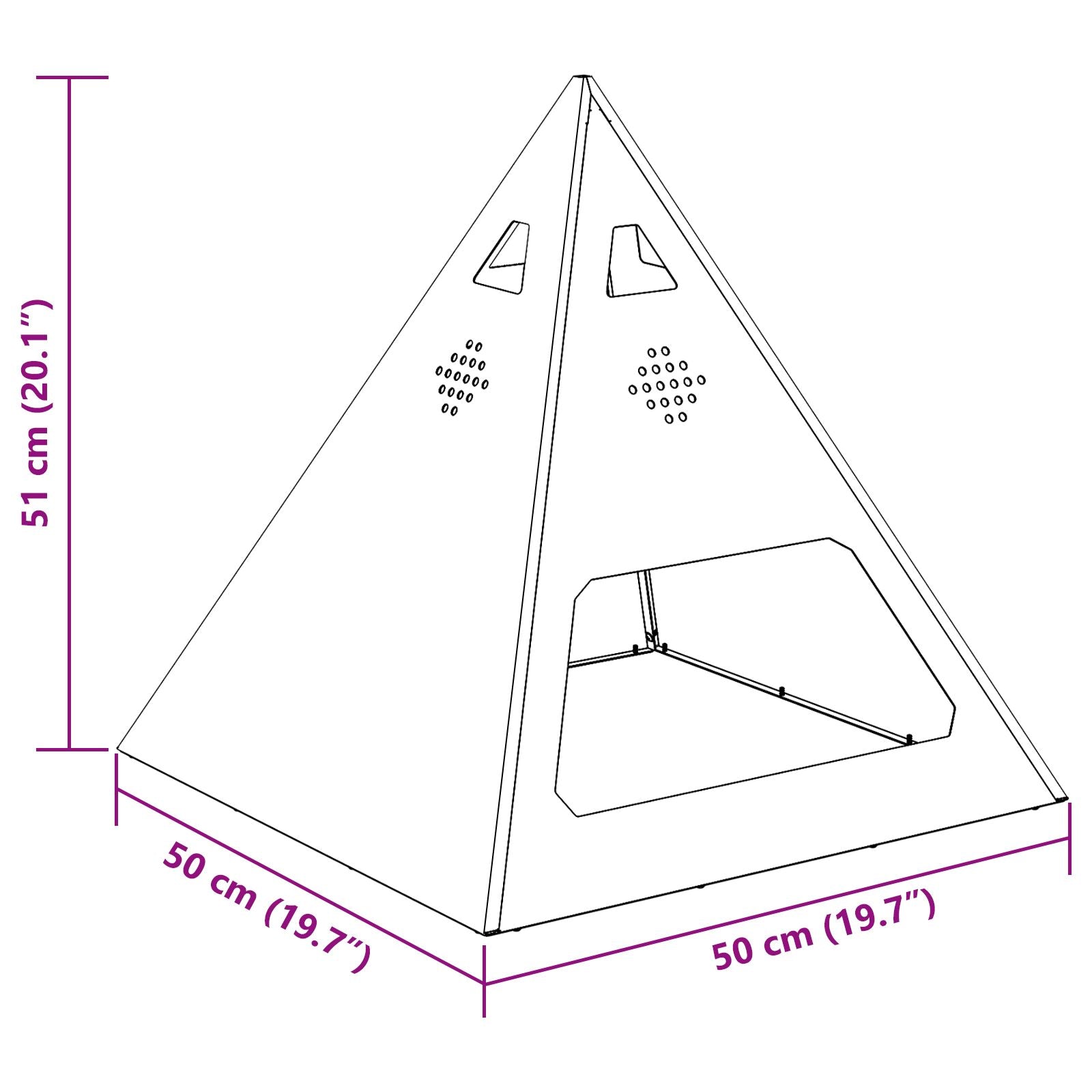 Fyrgrube Pyramid Sort 50x50x51 cm Stål
