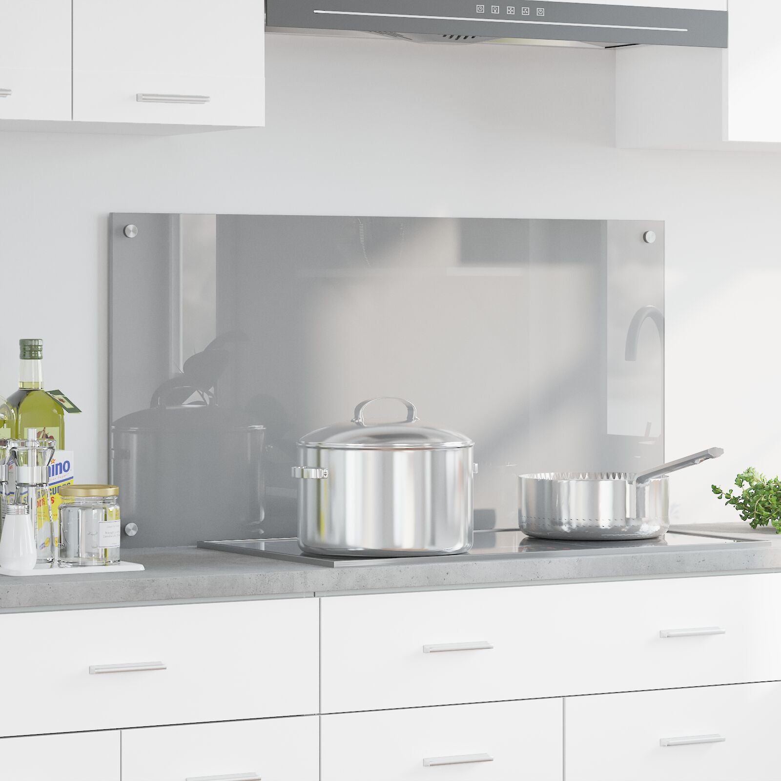 Køkken Backsplash Lys Grå 100x50x0,6 cm Hærdet Glas