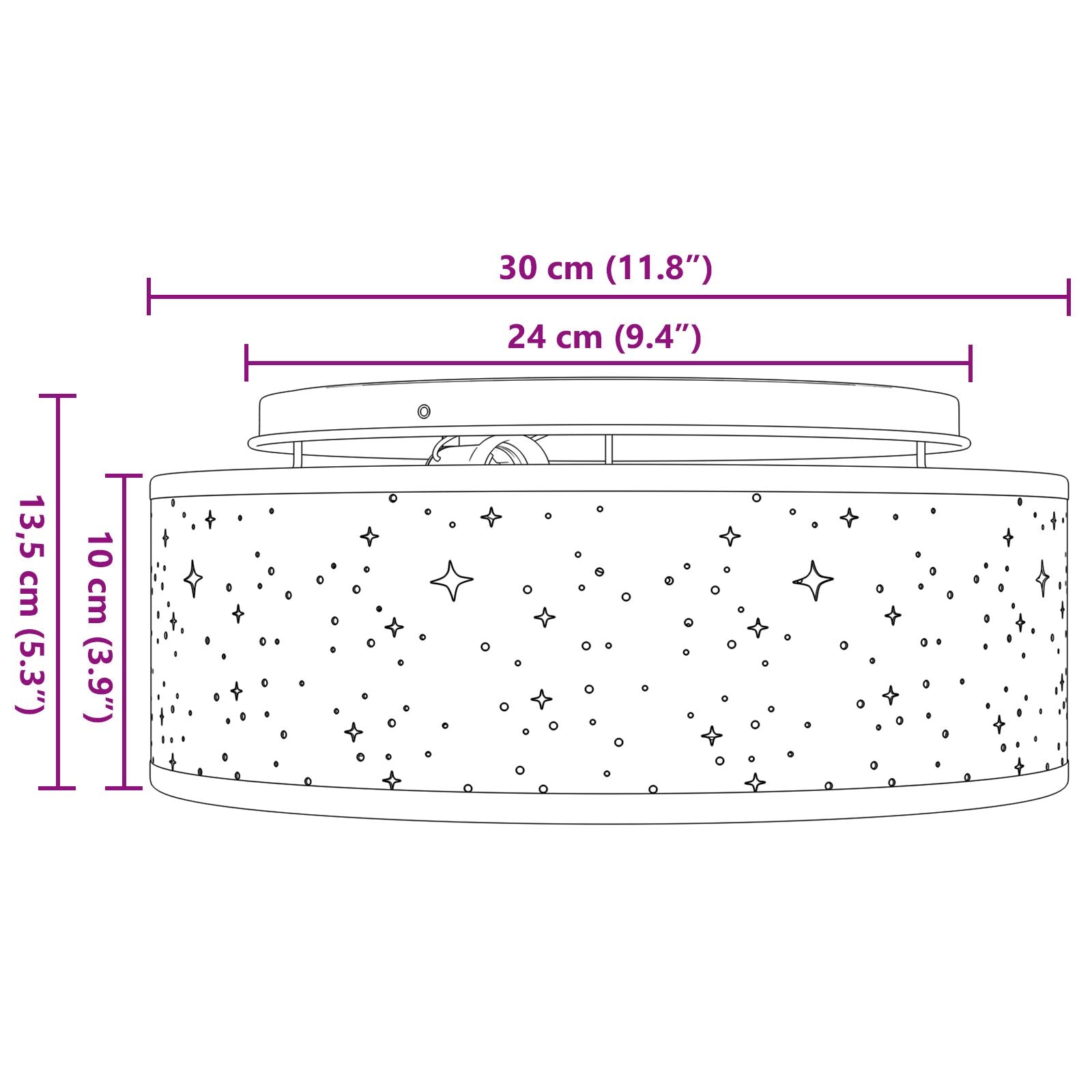 Loftlys med Stjerneskygge Gråbrun Ø 30 cm Stof E27