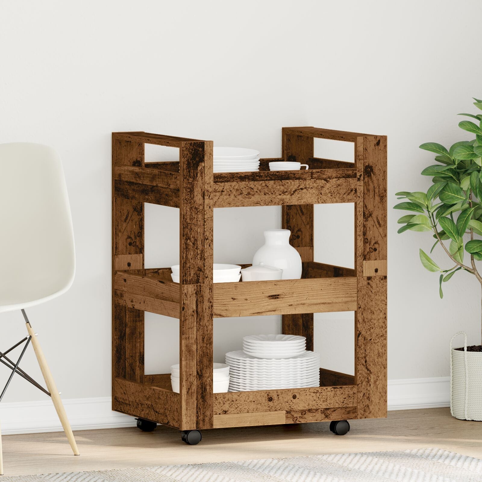Køkkenvogn Gammelt Træ 60x45x80 cm Konstrueret Træ