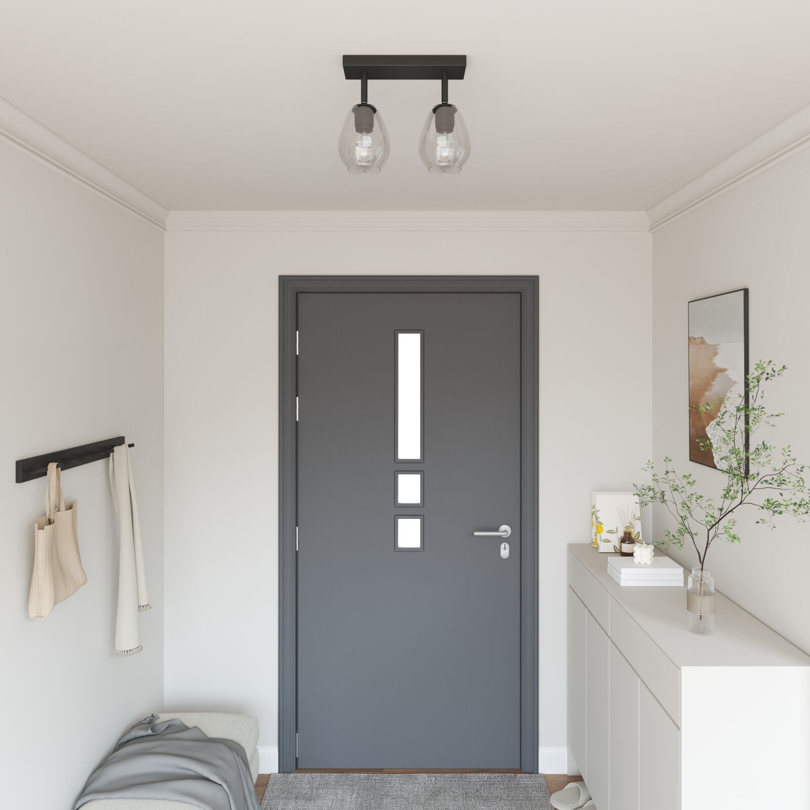 Loftlamper med justerbar glaskuppel Anthracite E27