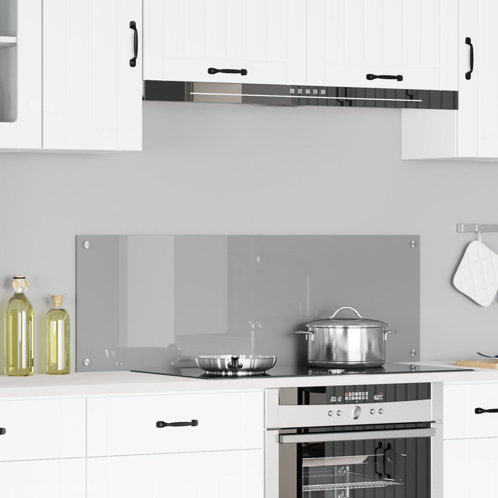 Køkken Backsplash Lys Grå 120x40x0,6 cm Tempereret Glas