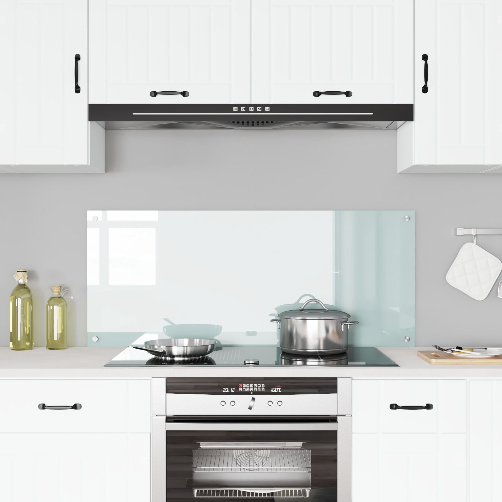 Køkken Backsplash Hvid 120x50x0,6 cm Hærdet Glas
