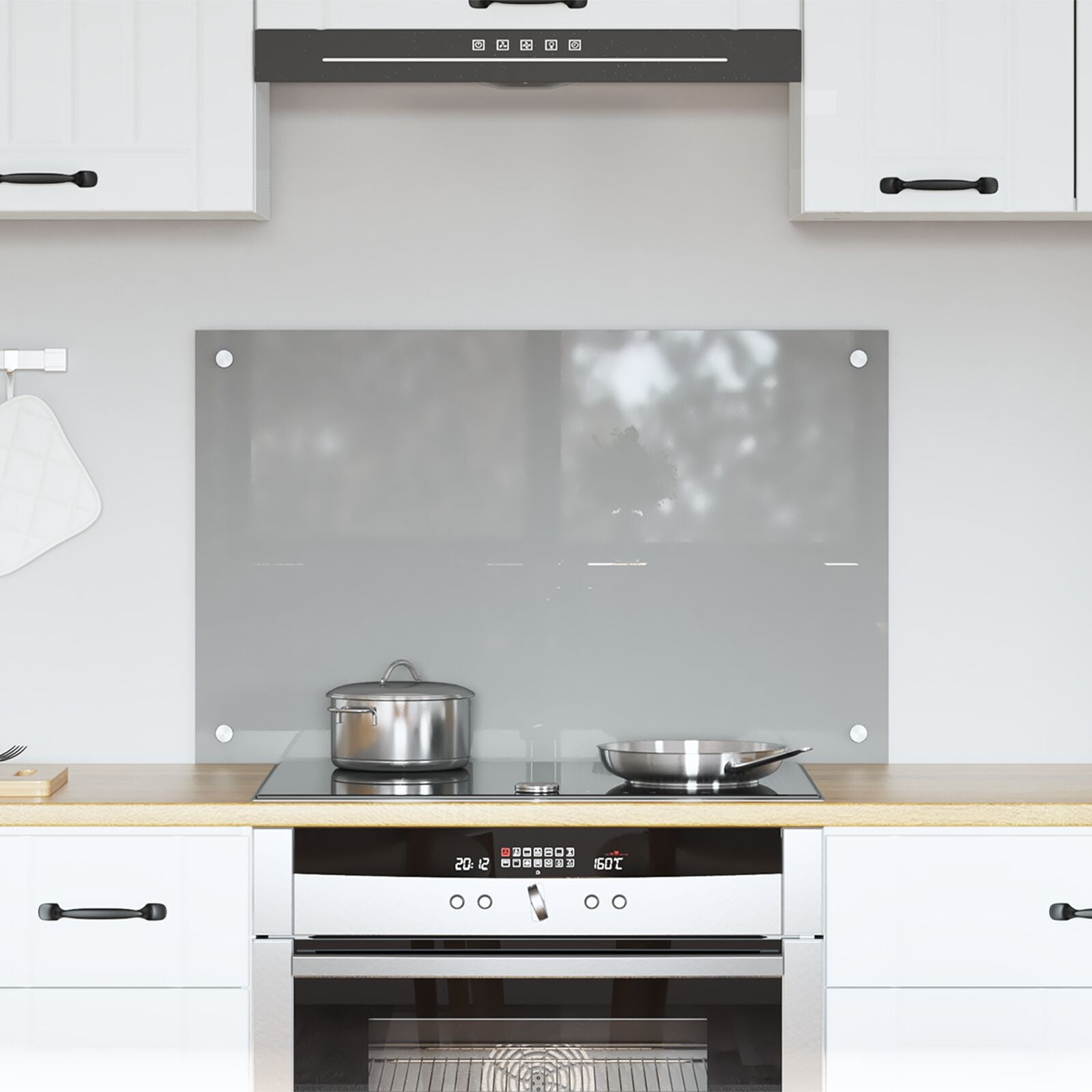 Køkken Backsplash Lys Grå 80x50x0,6 cm Tempereret Glas