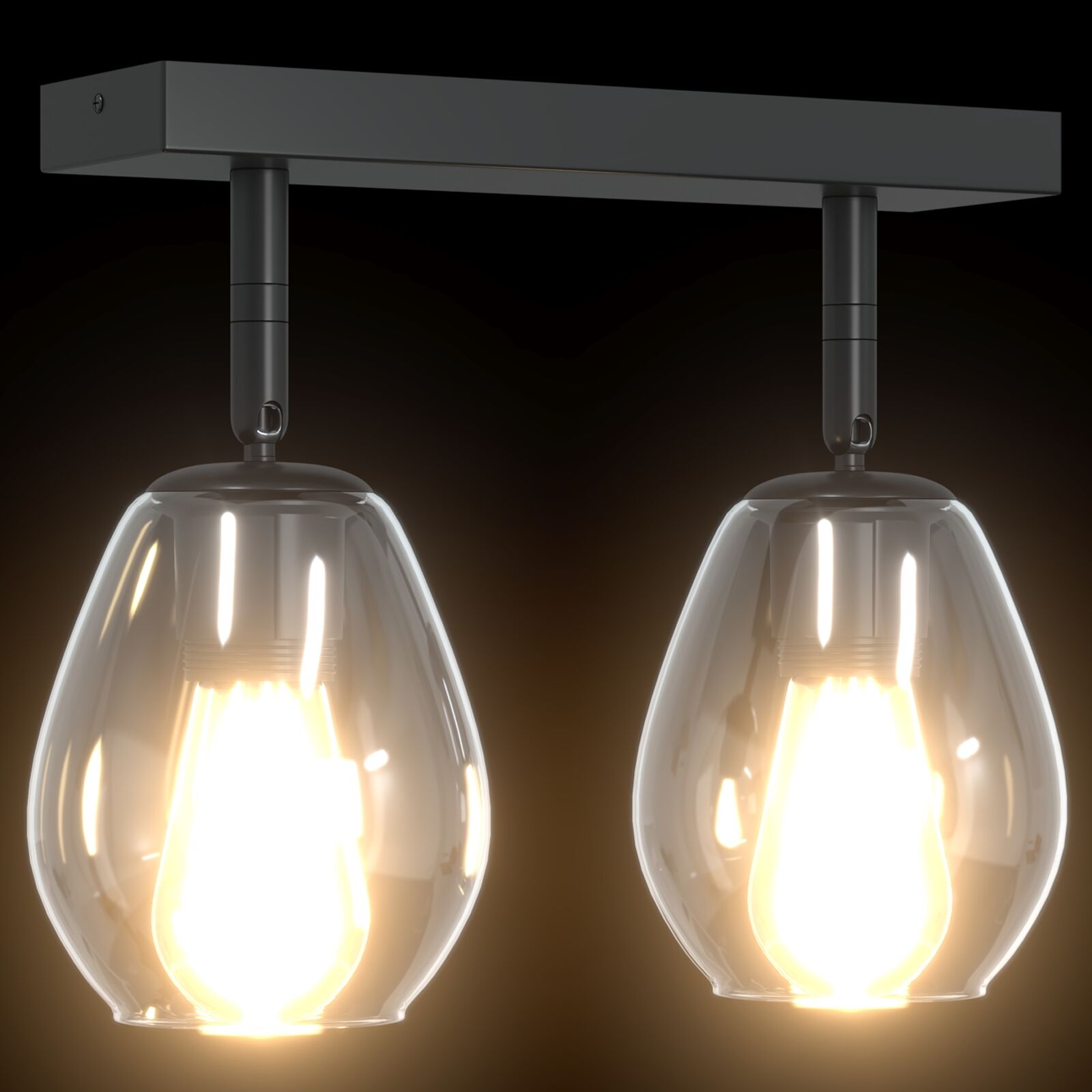 Loftlamper med justerbar glaskuppel Anthracite E27