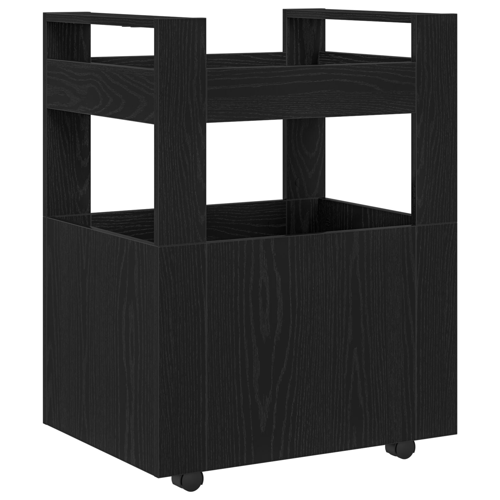 Køkkenvogn Sort Eg 60x45x80 cm Konstrueret Træ