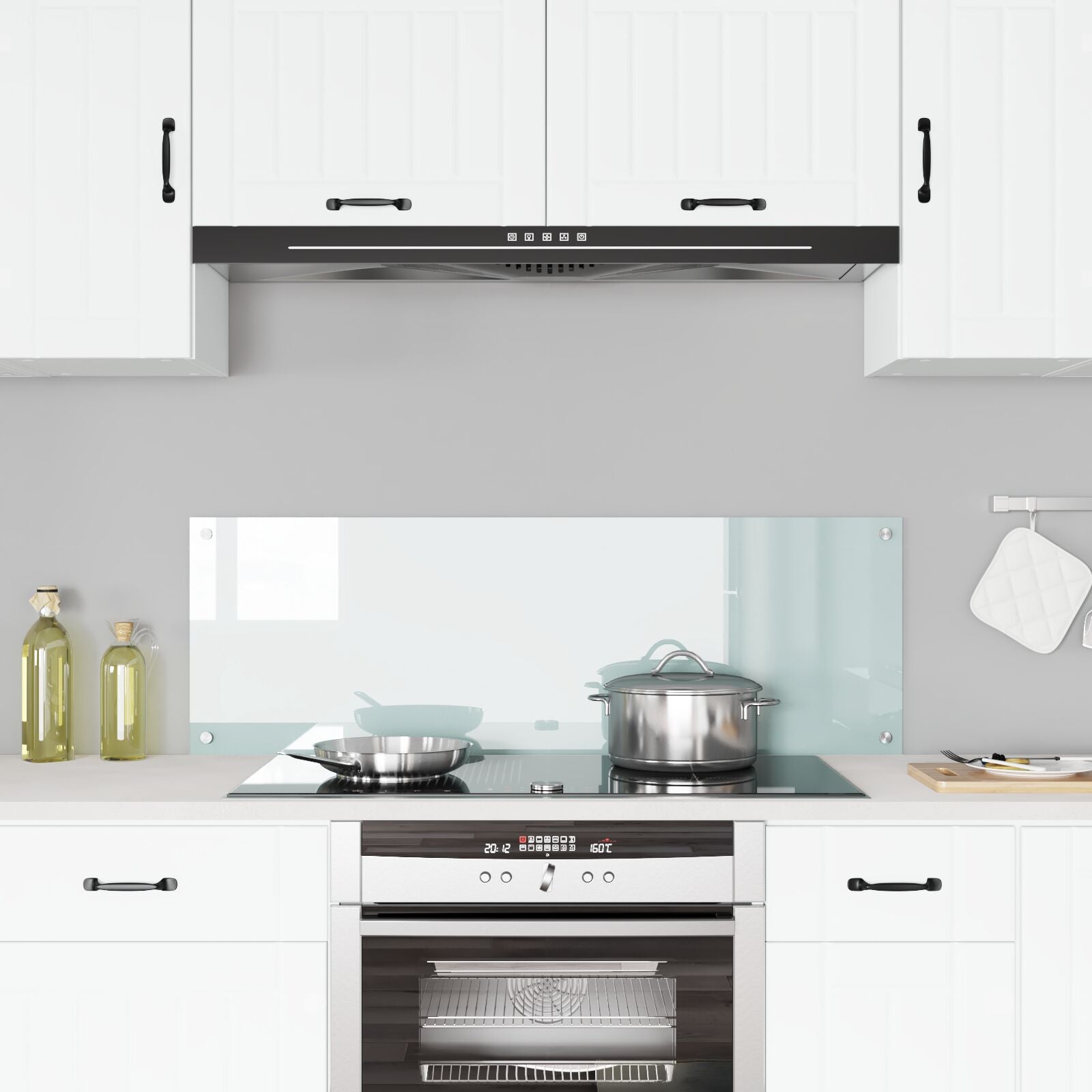 Køkken Backsplash Hvid 120x40x0,6 cm Hærdet Glas