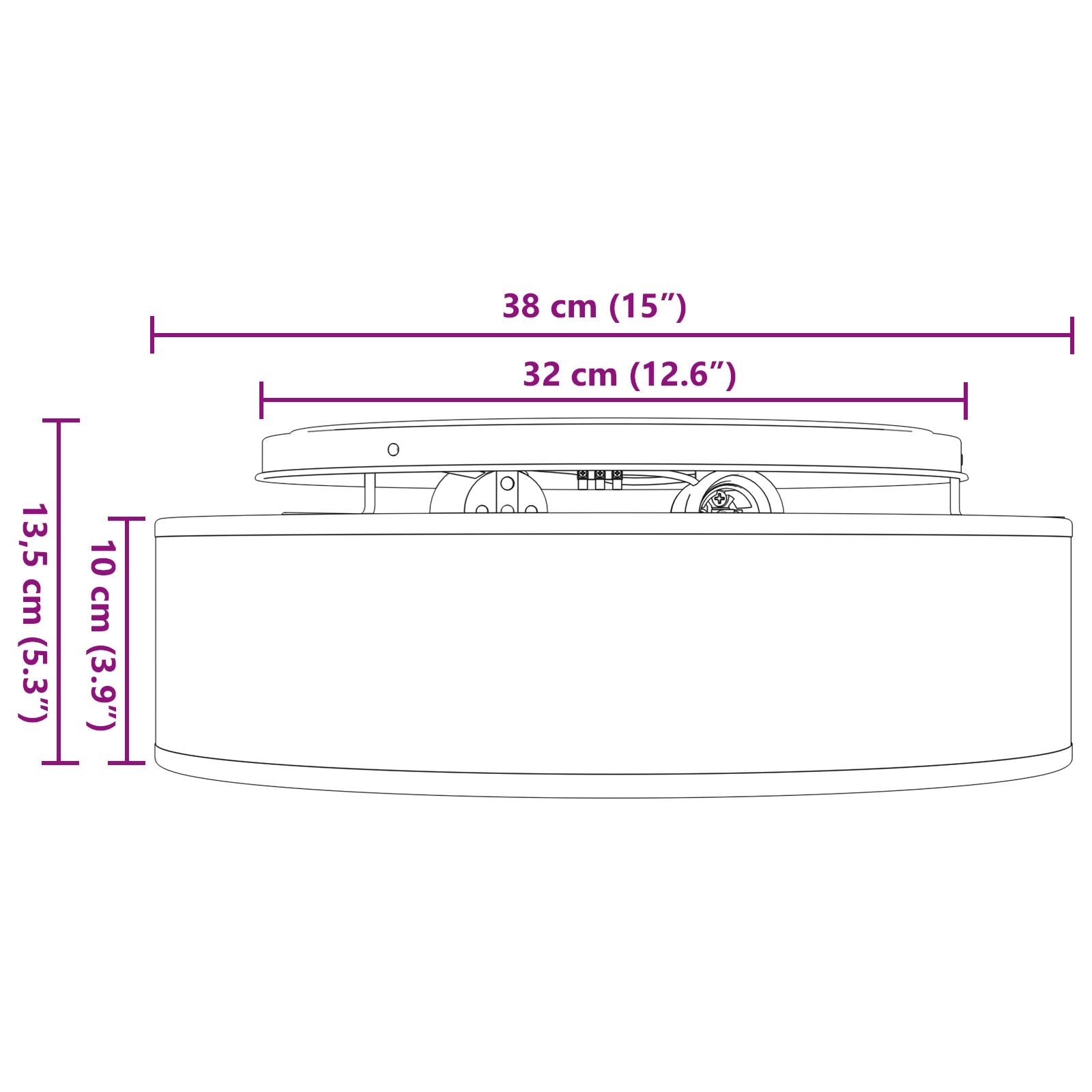 Loftlys Flush Mount Gråbrun Ø 38 cm Stof E27