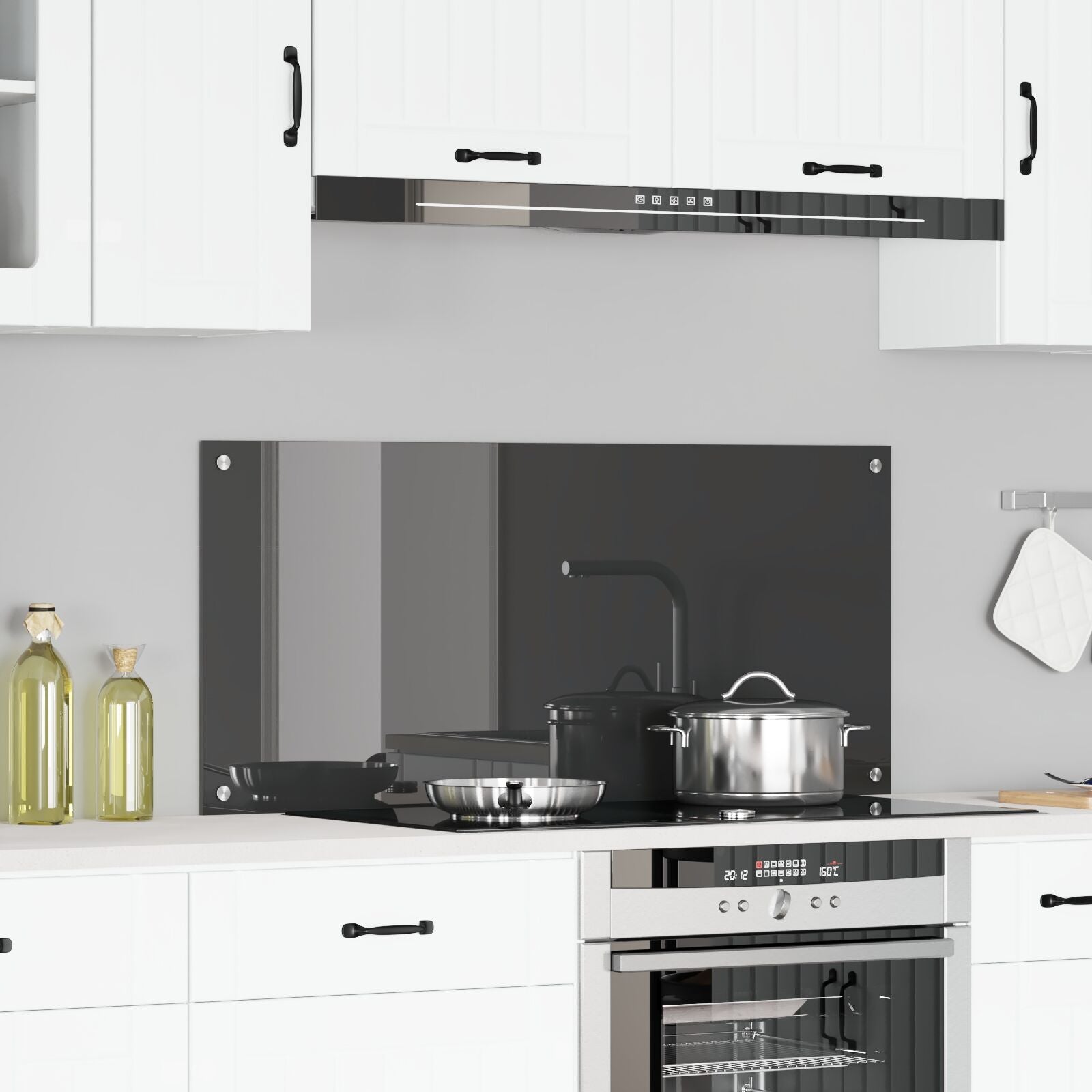 Køkken Backsplash Mørkegrå 110x50x0,6 cm Tempereret Glas