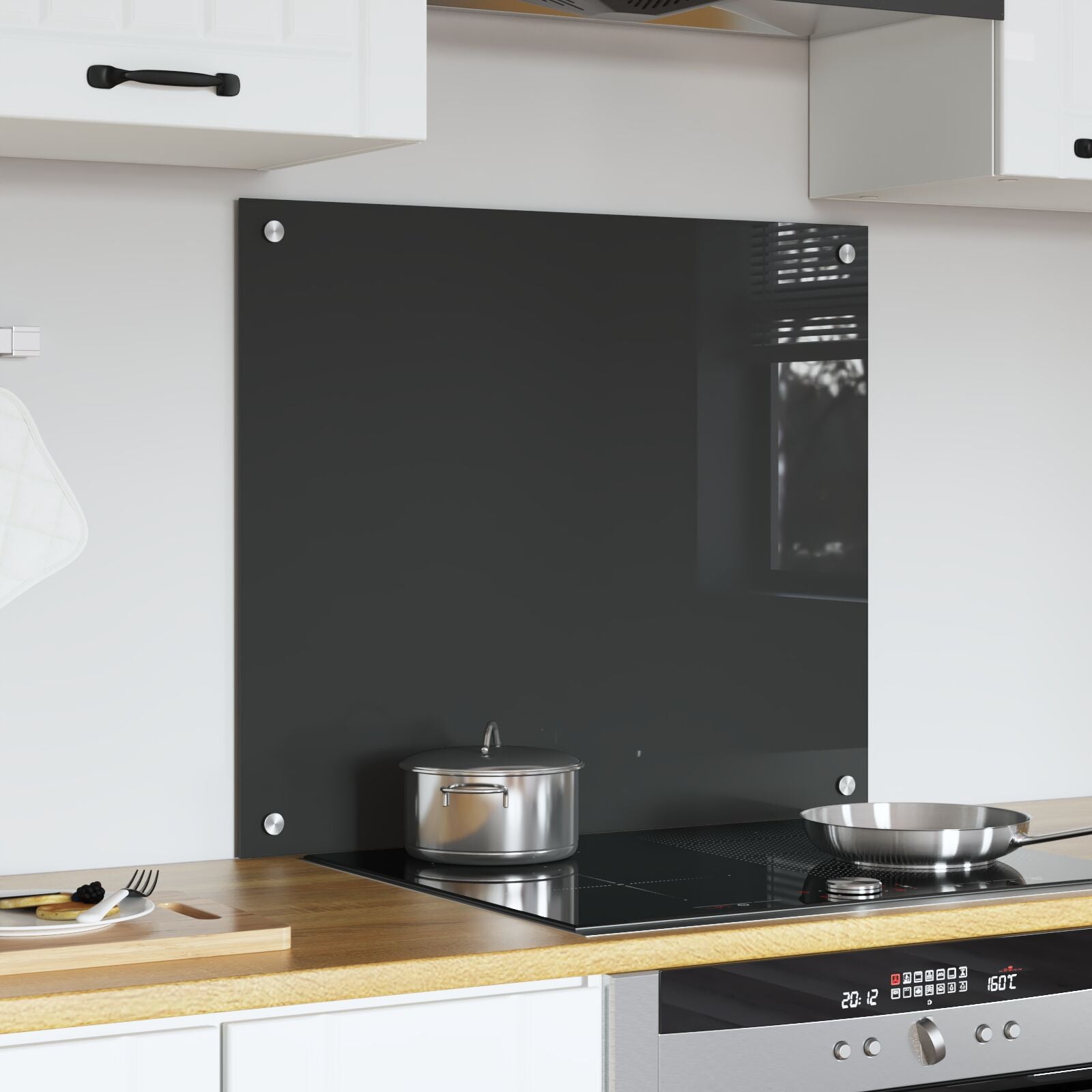 Køkken Backsplash Mørkegrå 70x60x0,6 cm Hærdet Glas