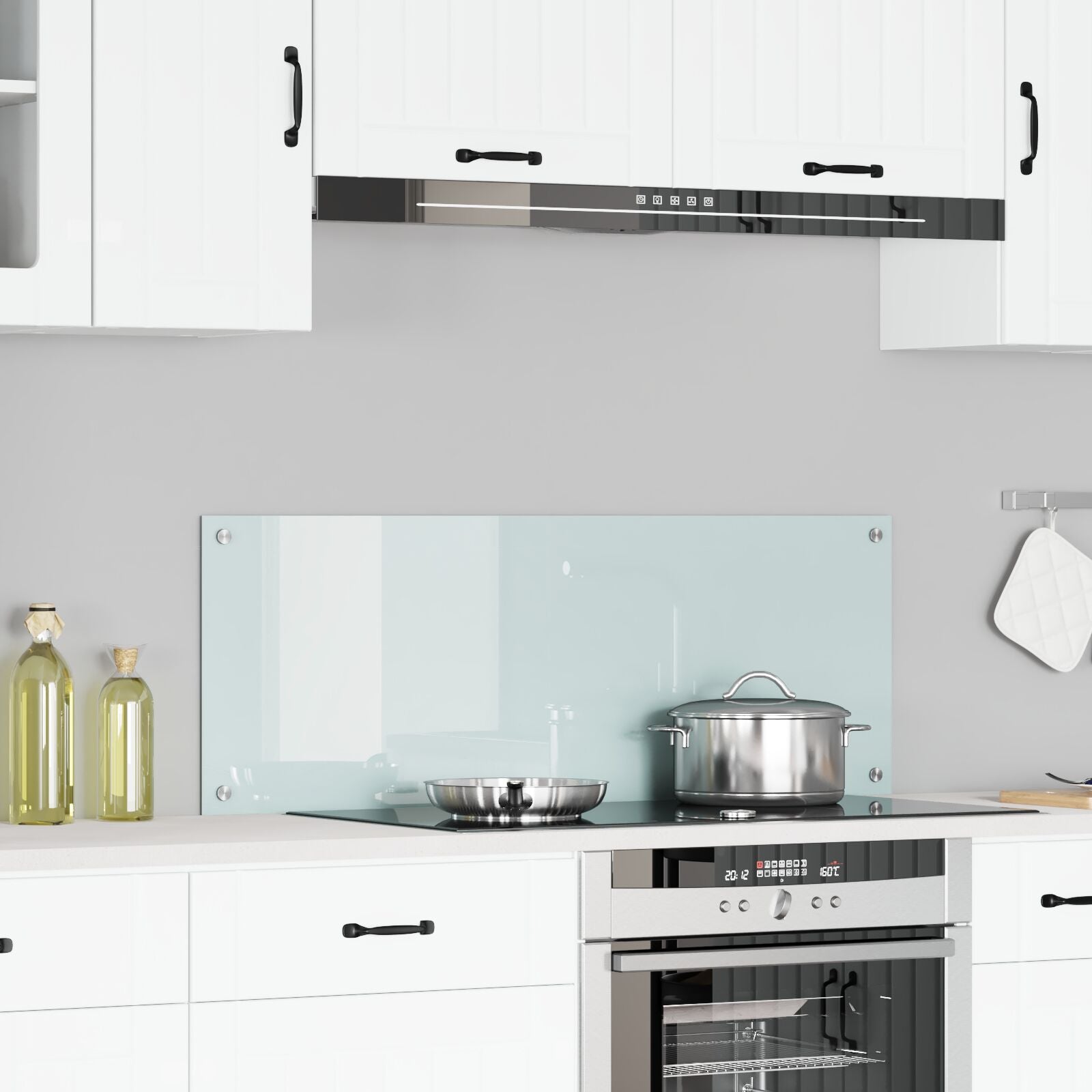Køkken Backsplash Hvid 110x40x0,6 cm Tempereret Glas