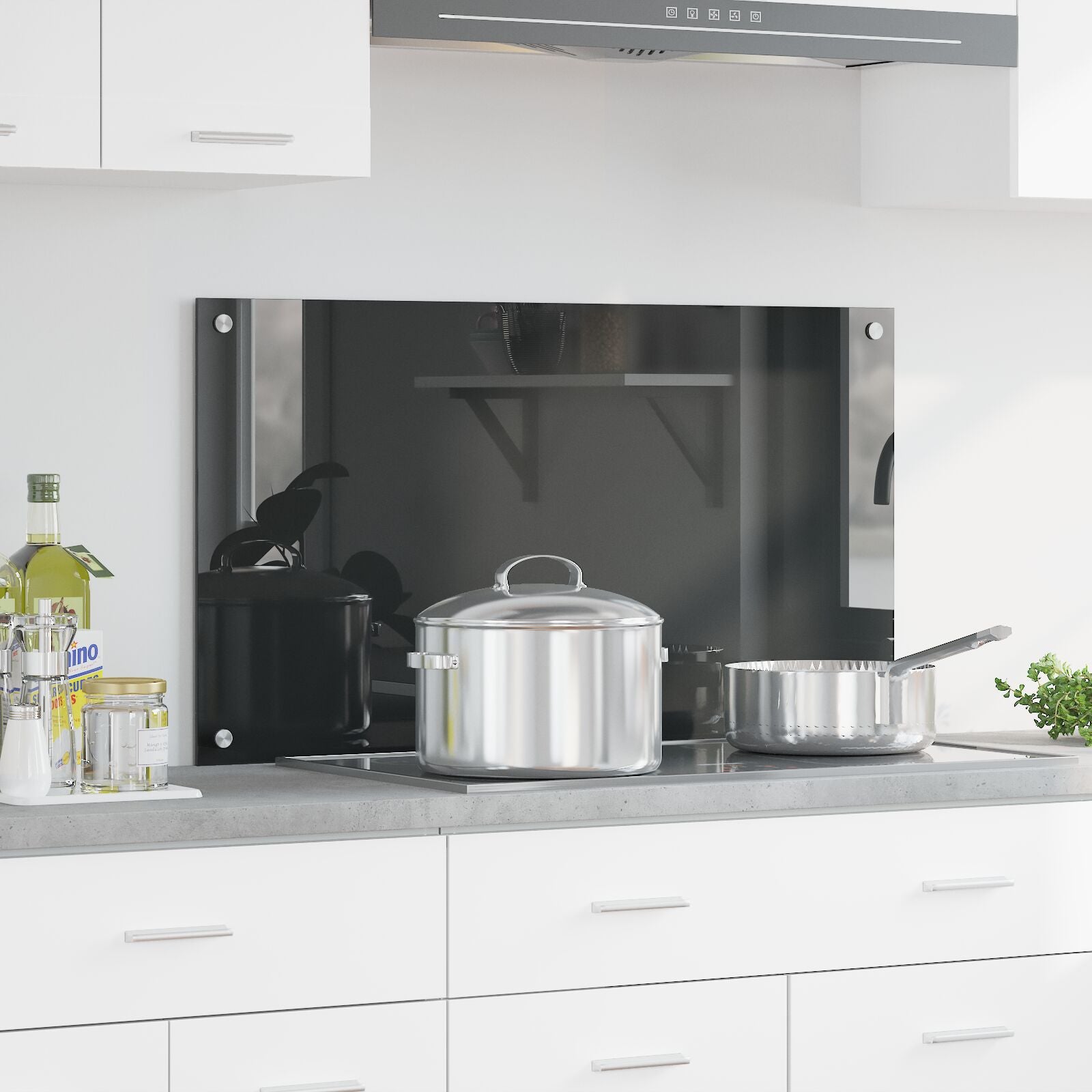 Køkken Backsplash Mørkegrå 90x50x0,6 cm Hærdet Glas