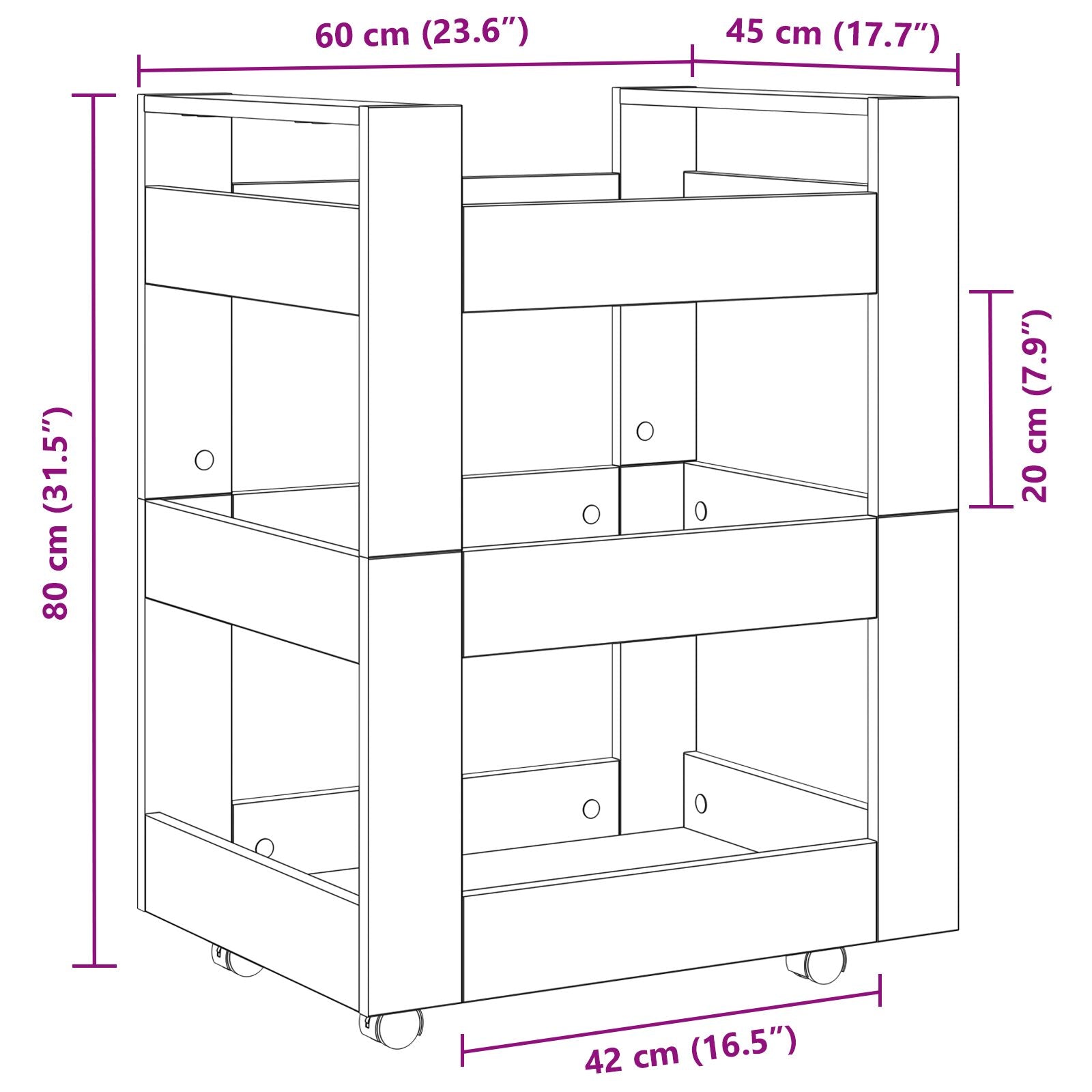 Køkkenvogn Artisan Eg 60x45x80 cm Engineered Wood