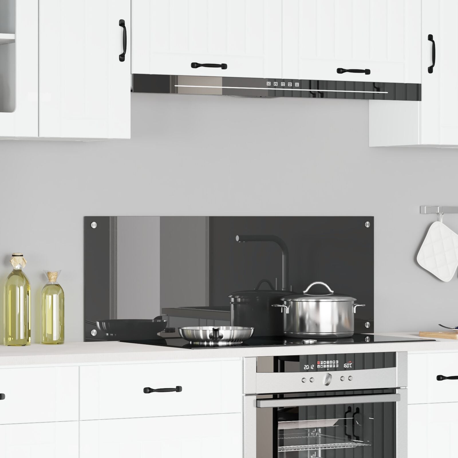 Køkken Backsplash Mørkegrå 110x40x0,6 cm Tempereret Glas