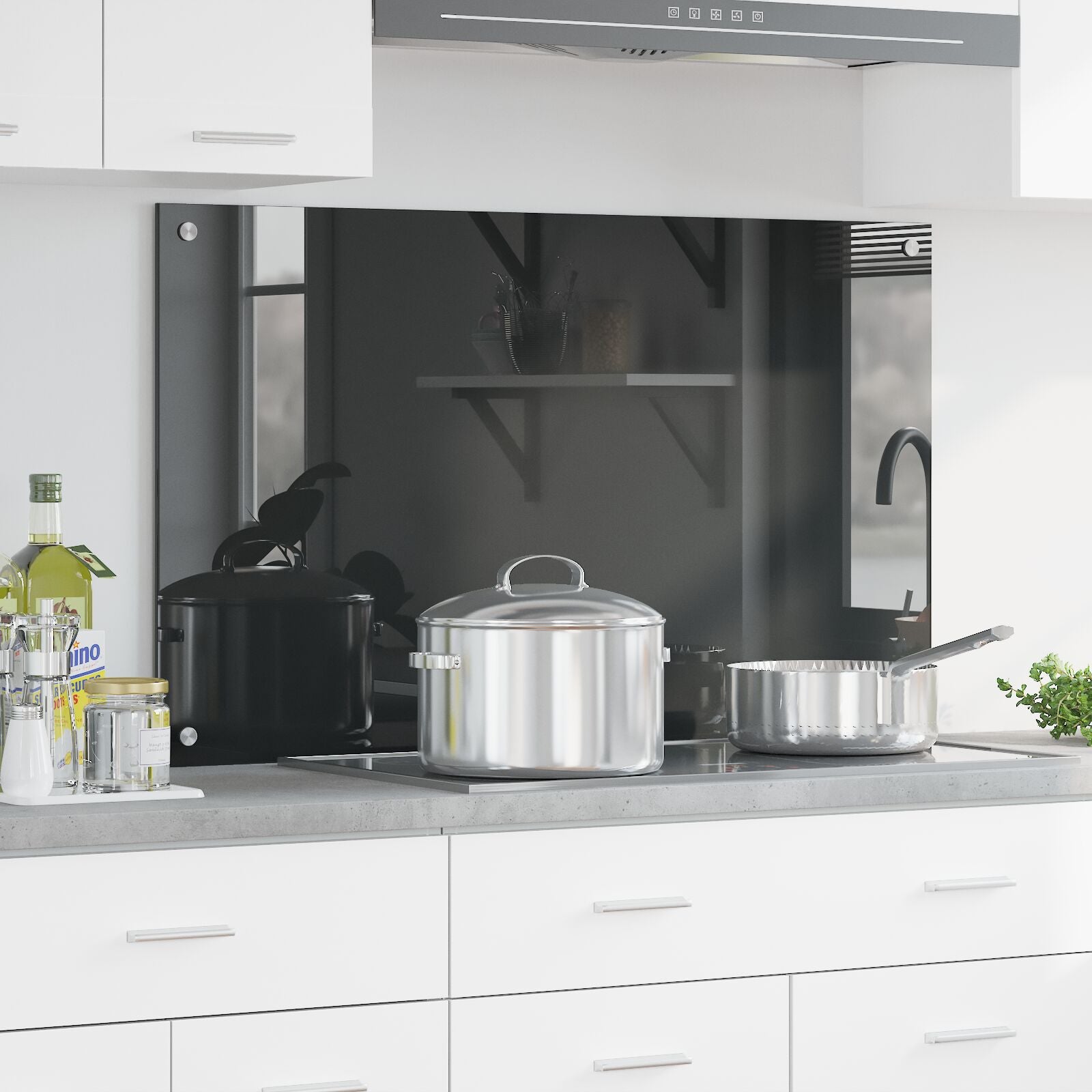 Køkken Backsplash Mørke Grå 100x60x0,6 cm Hærdet Glas