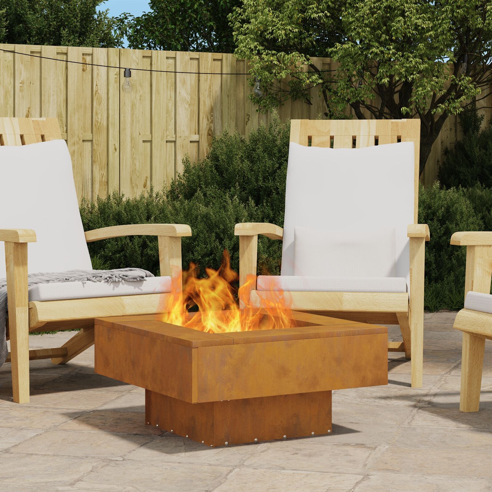 Læskærm Fire Pit Square 60x60x30 cm Vejrbestandig Stål