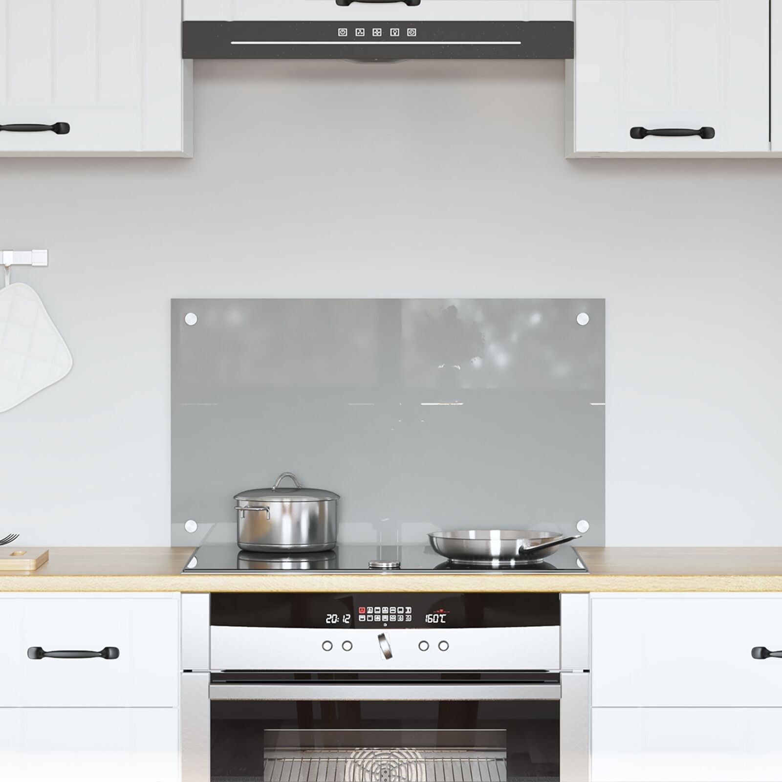Køkken Splashback Lys Grå 70x40x0,6 cm Hærdet Glas