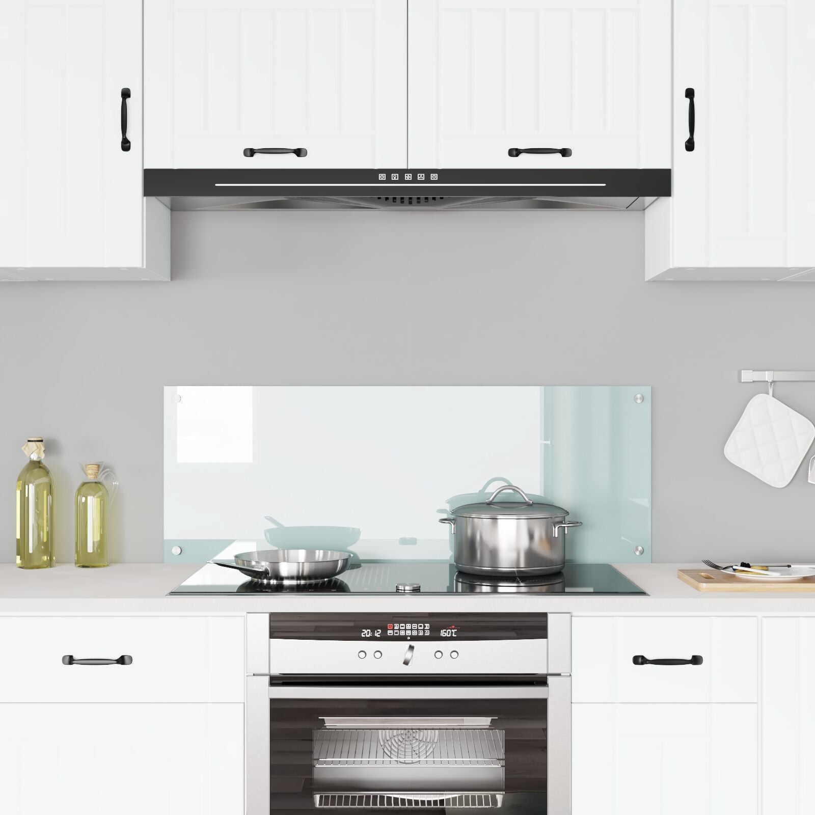 Køkken Backsplash Hvid 110x40x0,6 cm Tempereret Glas