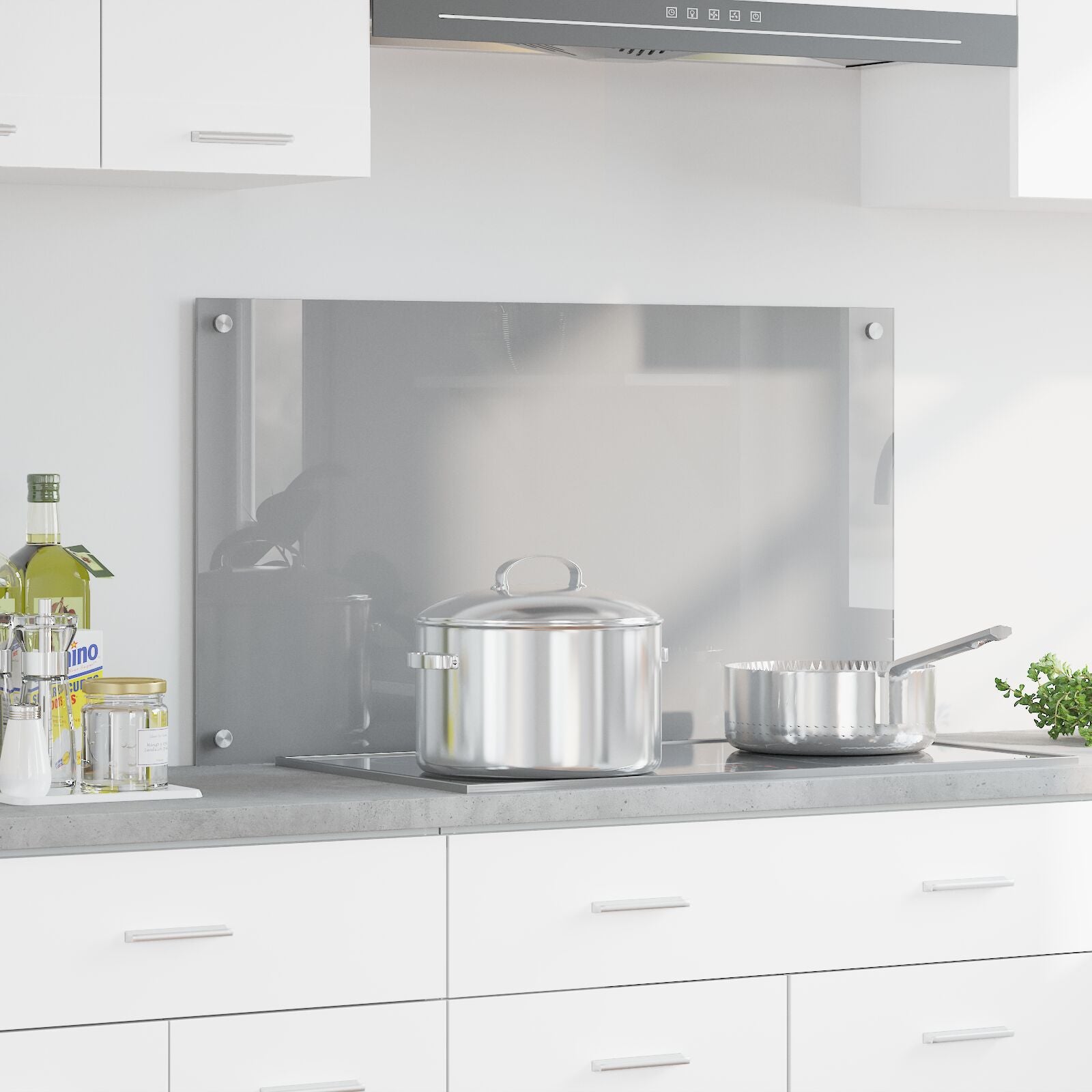 Køkken Backsplash Lys Grå 90x50x0.6 cm Hærdet Glas