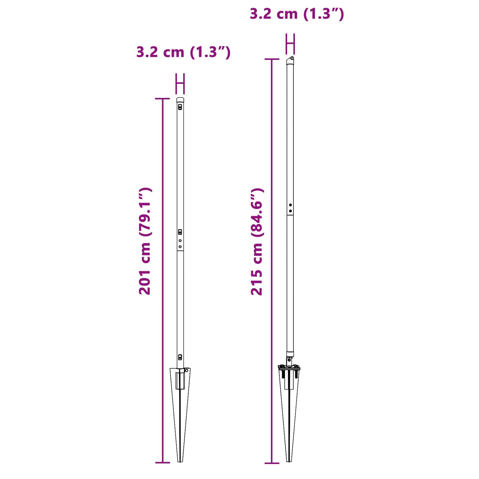 Stakitter med spyd 52 stk Ø32 mm 170 cm Galvaniseret Stål